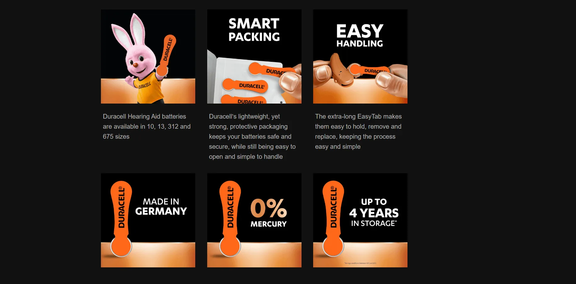 بطاريات سماعات الأذن الطبية DURACELL ActivAir مقاس 13 (PR48) زنك هوائي 1.45 فولت - عبوة 6 قطع