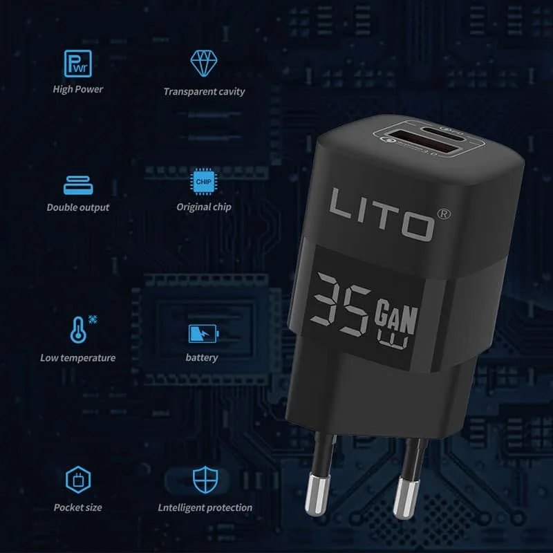 Lito LT-G01 Type-C+USB-A 35w Fast GaN Charger