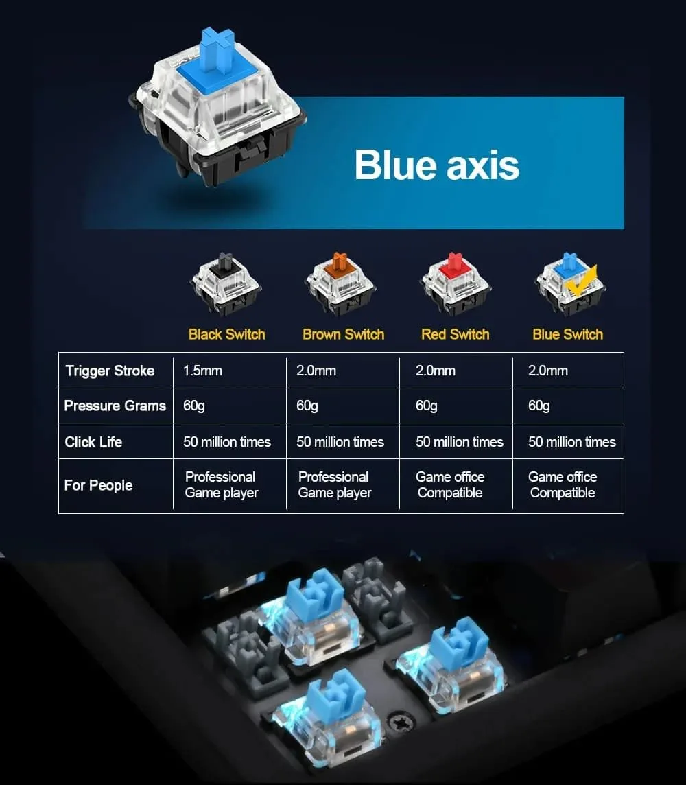 طقم ألعاب E-YOOSO Z-737 - مفاتيح Blue Switch