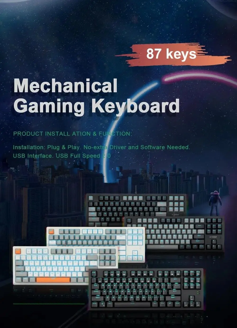 كيبورد ألعاب E-YOOSO K-620 - مفاتيح Blue Switch