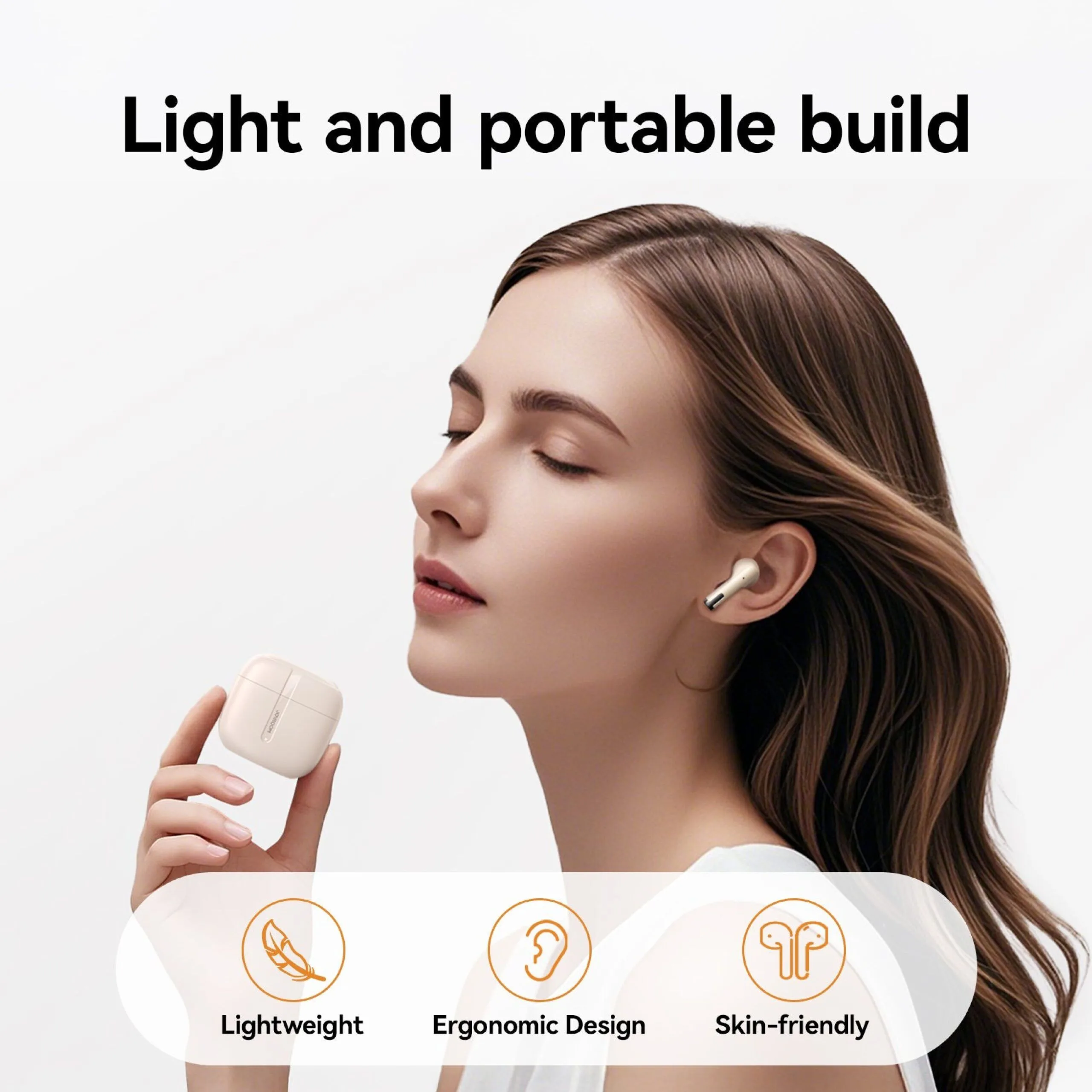 سماعات أذن بلوتوث لاسلكية Joyroom Jpods PB3 بخاصية ENC - بيج