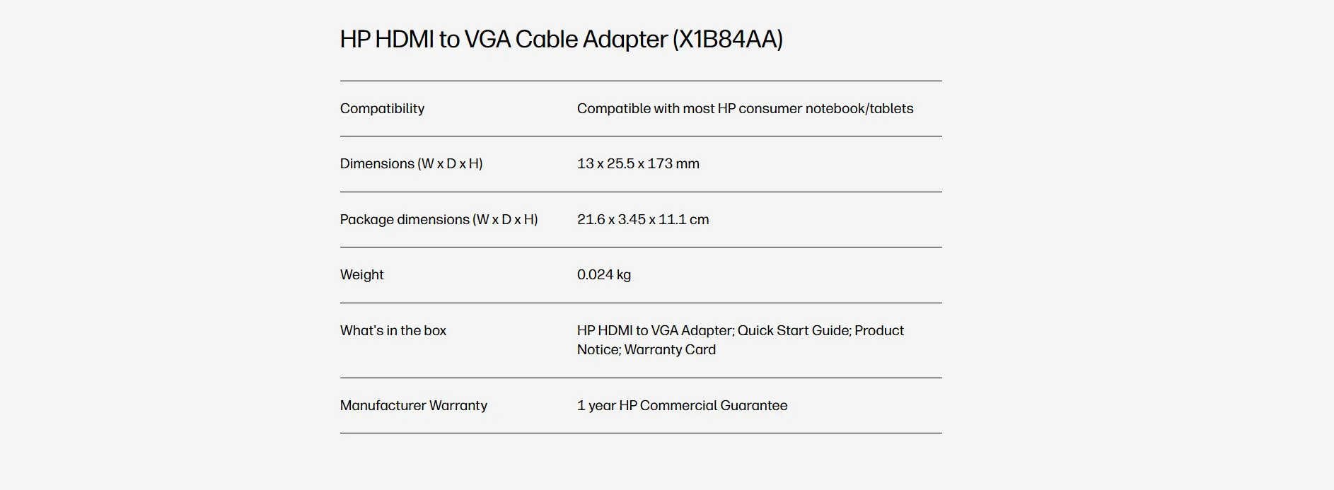محوّل HP من HDMI إلى VGA