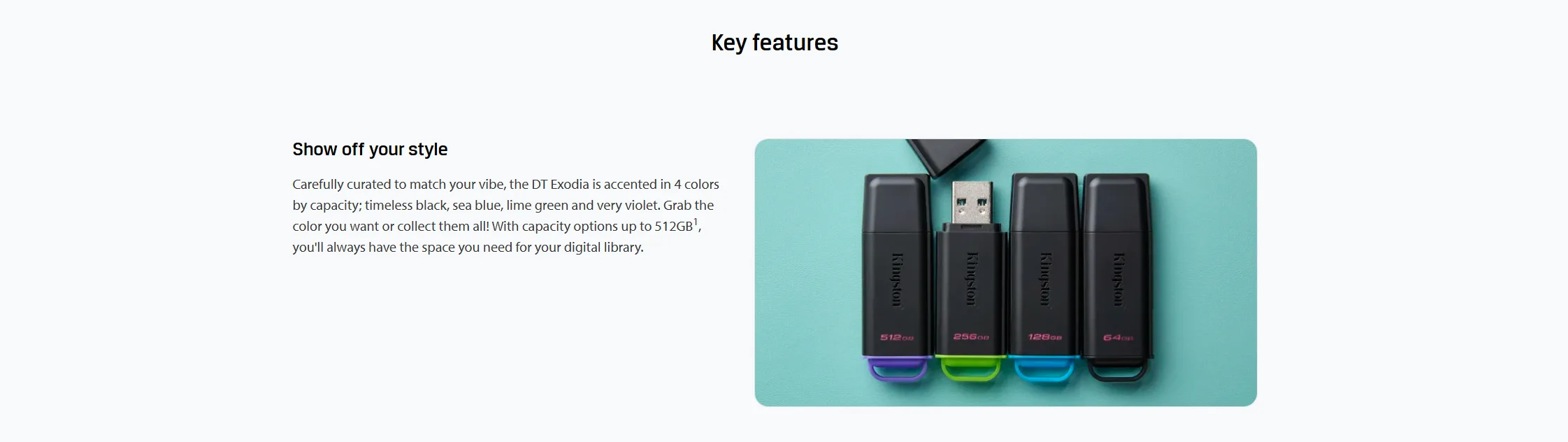 فلاشة Kingston DataTraveler Exodia G2 سعة 128GB بمنفذ USB-A 3.2 Gen 1