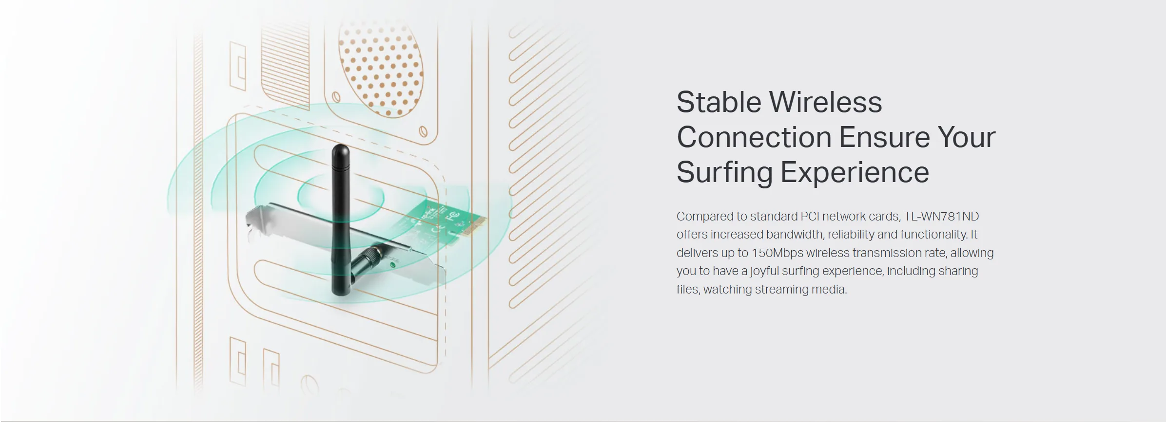 TP-Link 150Mbps Wireless N PCI Express Adapter - TL-WN781ND