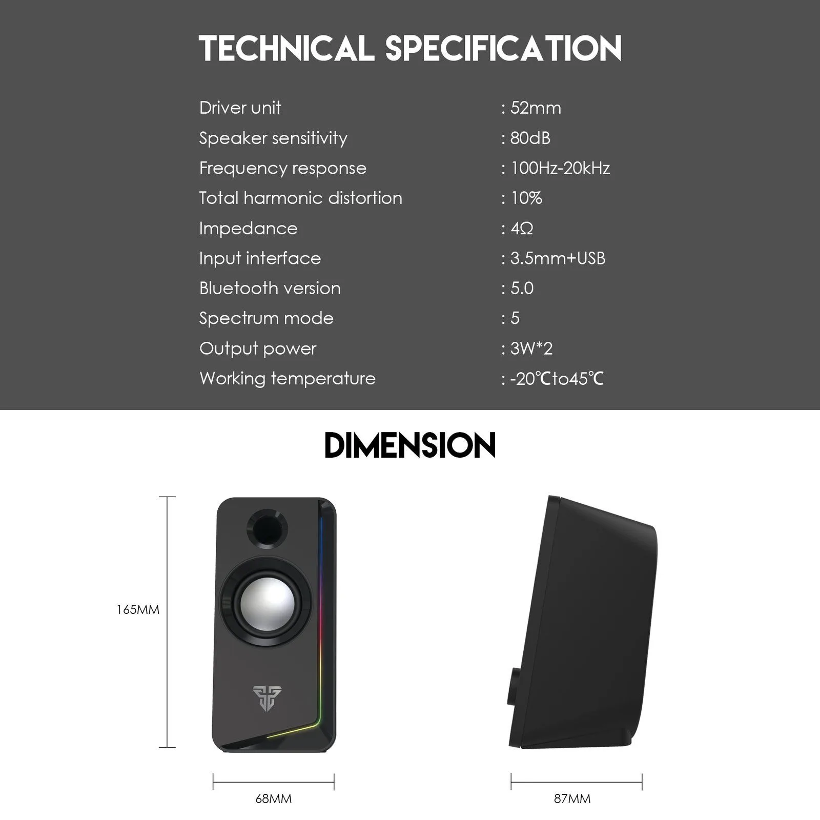 Fantech GS302 ALEGRO RGB Gaming Speaker - Bluetooth Speaker