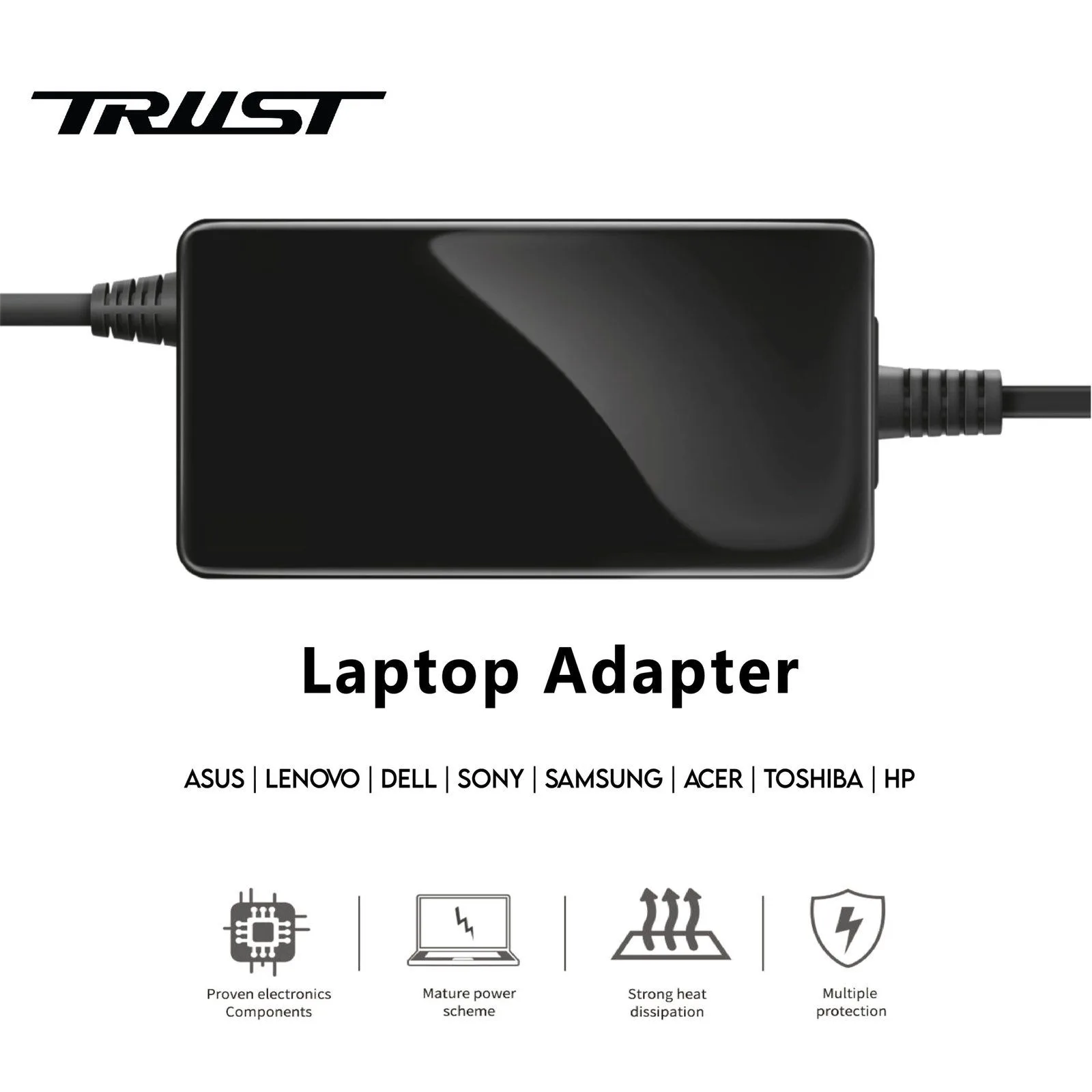 شاحن لابتوب ألعاب متوافق A+ Trust لأجهزة Lenovo قدرة 135 واط 20 فولت - 6.75 أمبير / رأس USB أصفر
