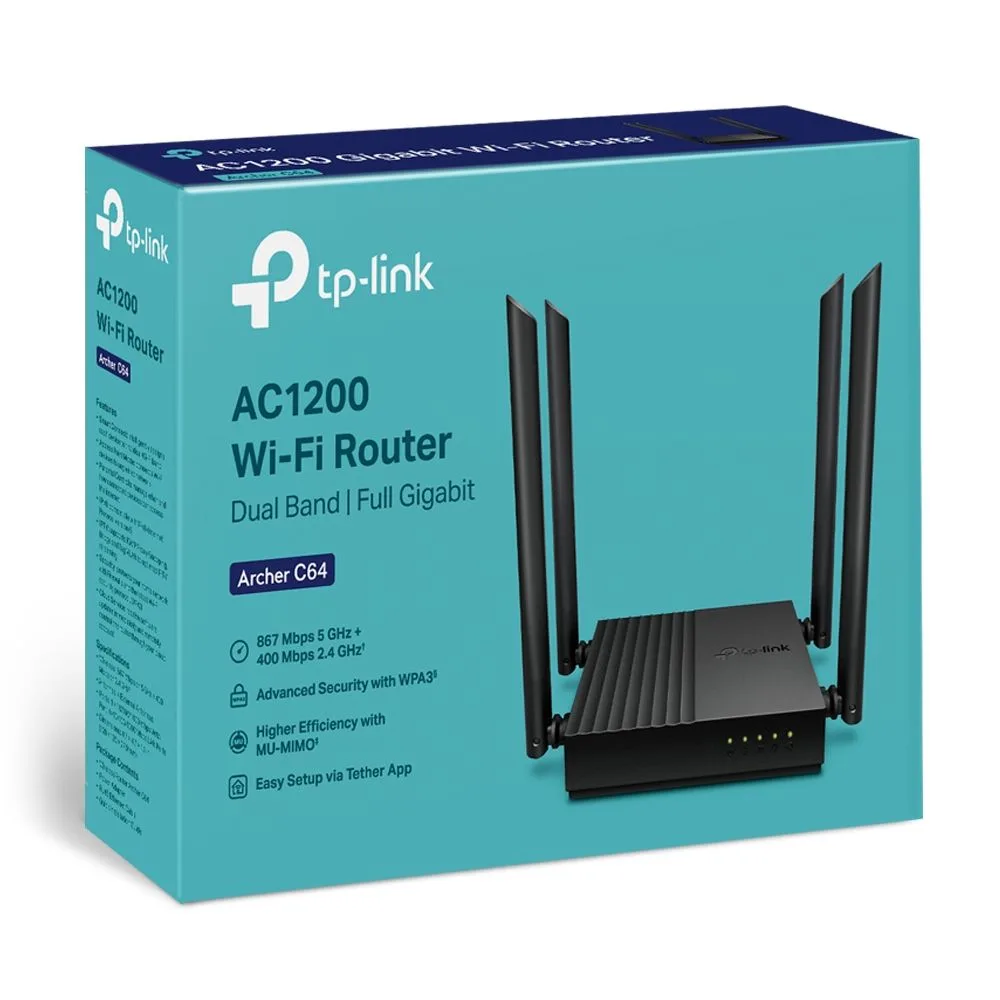TP-Link AC1200 Dual Band Full Gigabit Router - Archer C64