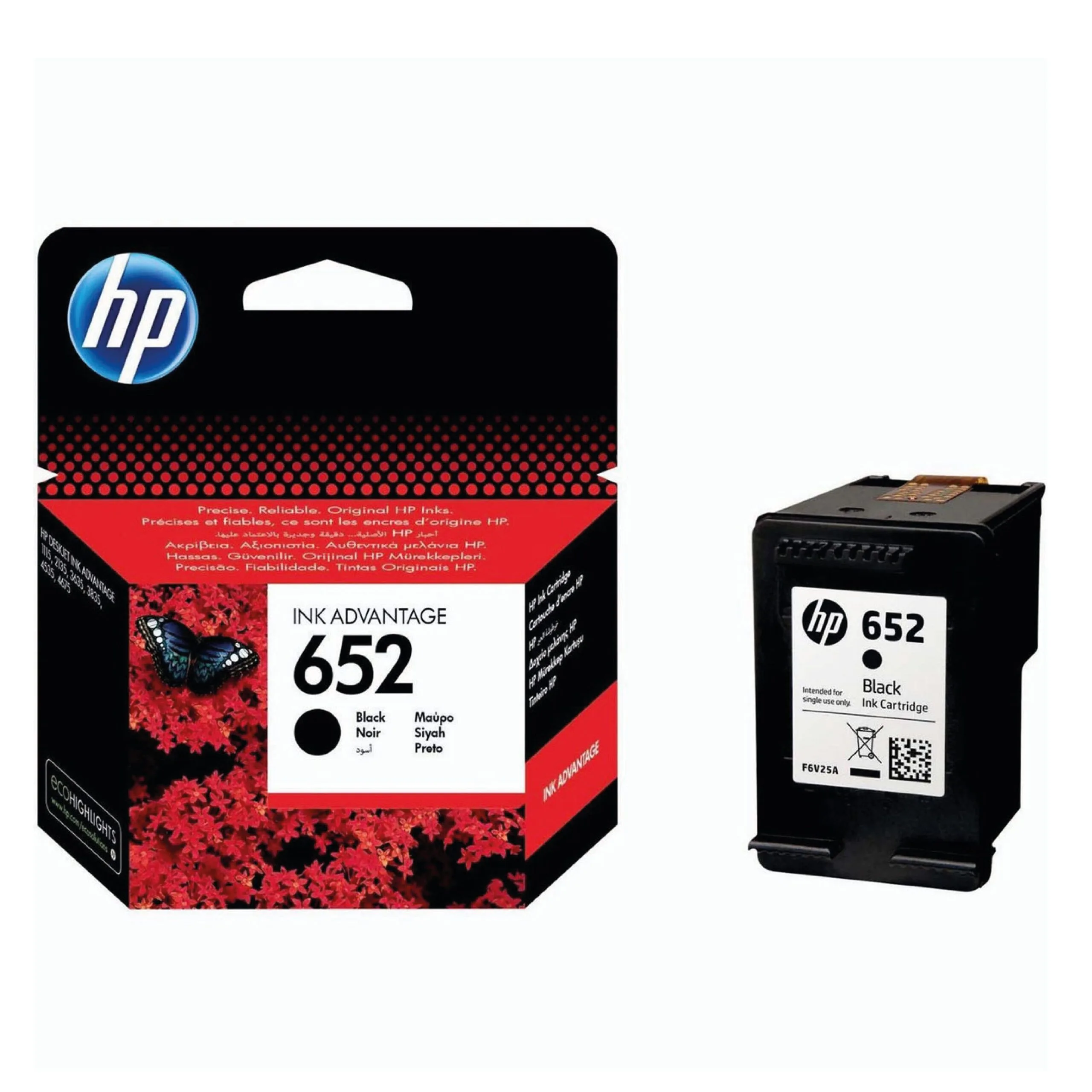 HP 652 Black Original Ink Cartridge - F6V25AE