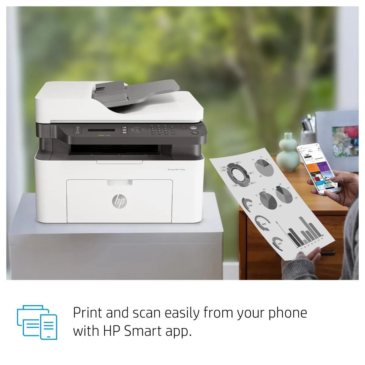طابعة ليزر HP LaserJet MFP 137fnw متعددة الوظائف 4 في 1 - أبيض وأسود - 4ZB84A