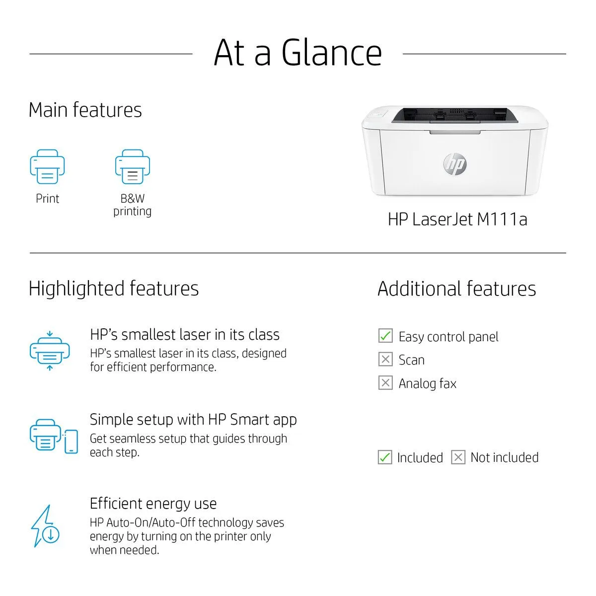 طابعة ليزر HP LaserJet M111a أحادية اللون للمكاتب الصغيرة A4 - 7MD67A