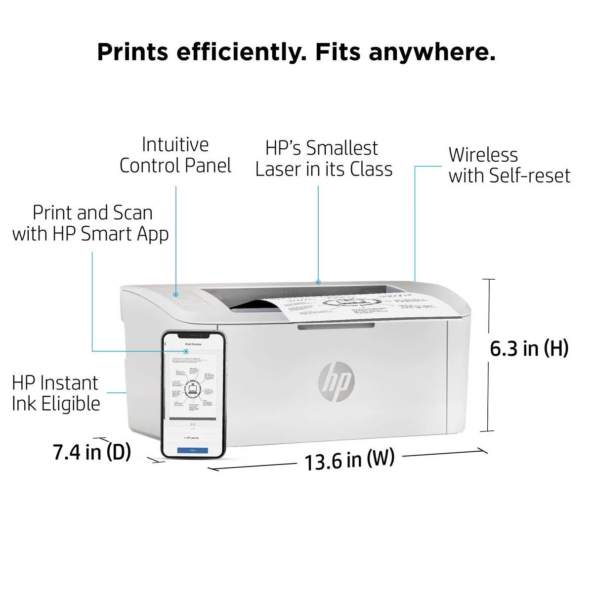 طابعة ليزر HP LaserJet M111w لاسلكية أحادية اللون للمكاتب الصغيرة A4 - 7MD68A