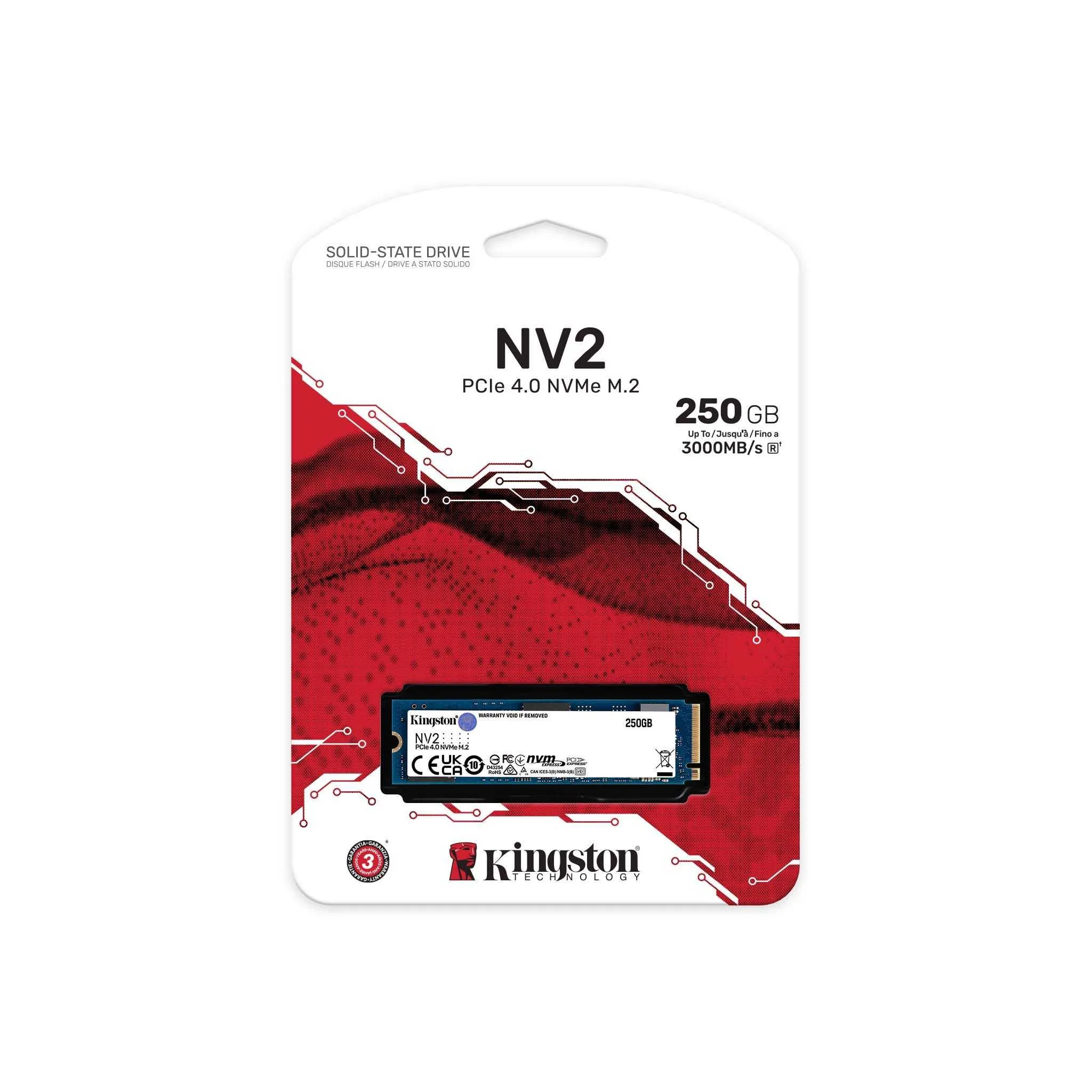 Kingston NV2 250GB M.2 2280 NVMe PCIe 4.0 Internal SSD Up to 3500 MB/s