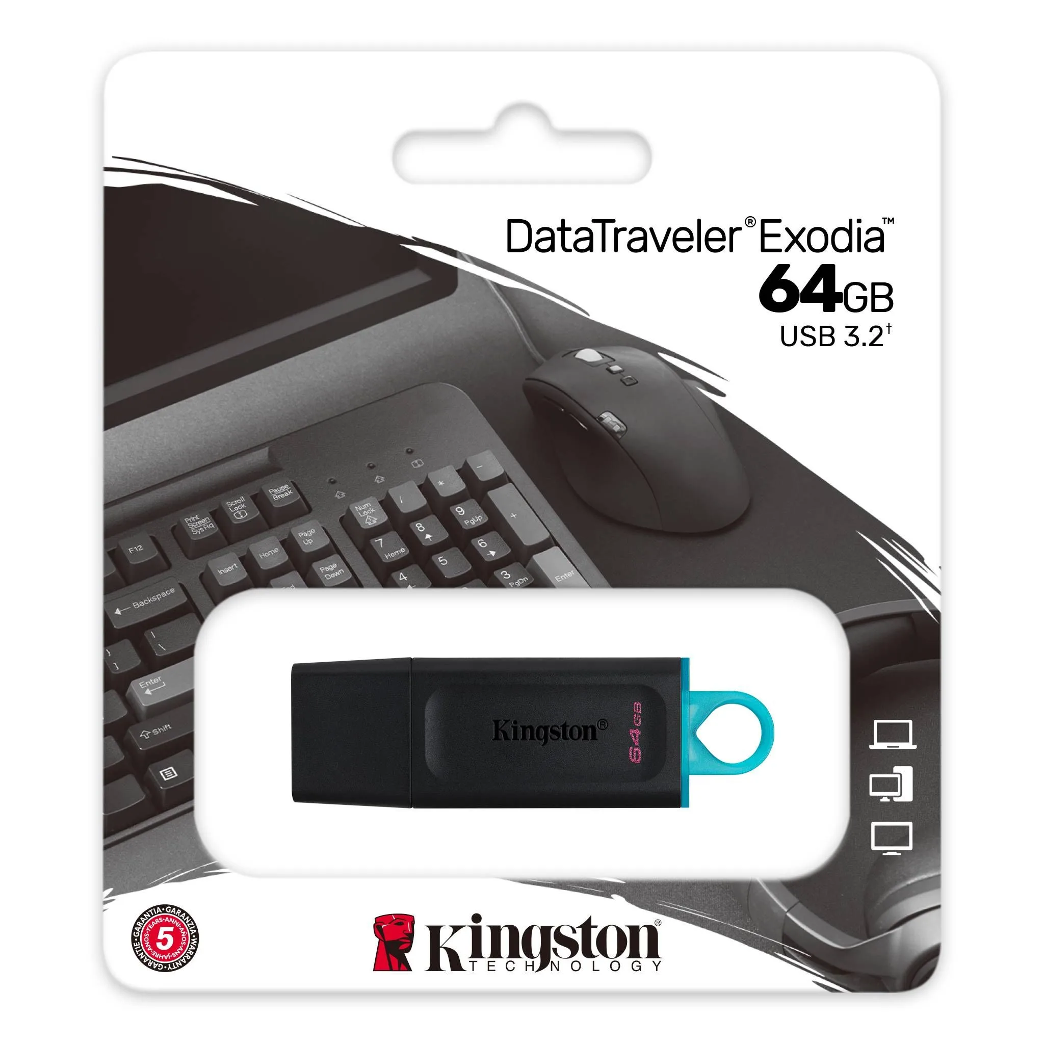 فلاشة Kingston DataTraveler Exodia سعة 64GB بمنفذ USB-A 3.2