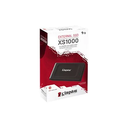 قرص SSD خارجي Kingston XS1000 سعة 1TB عالي الأداء USB 3.2 Gen 2 مع كابل Type-C إلى USB-A