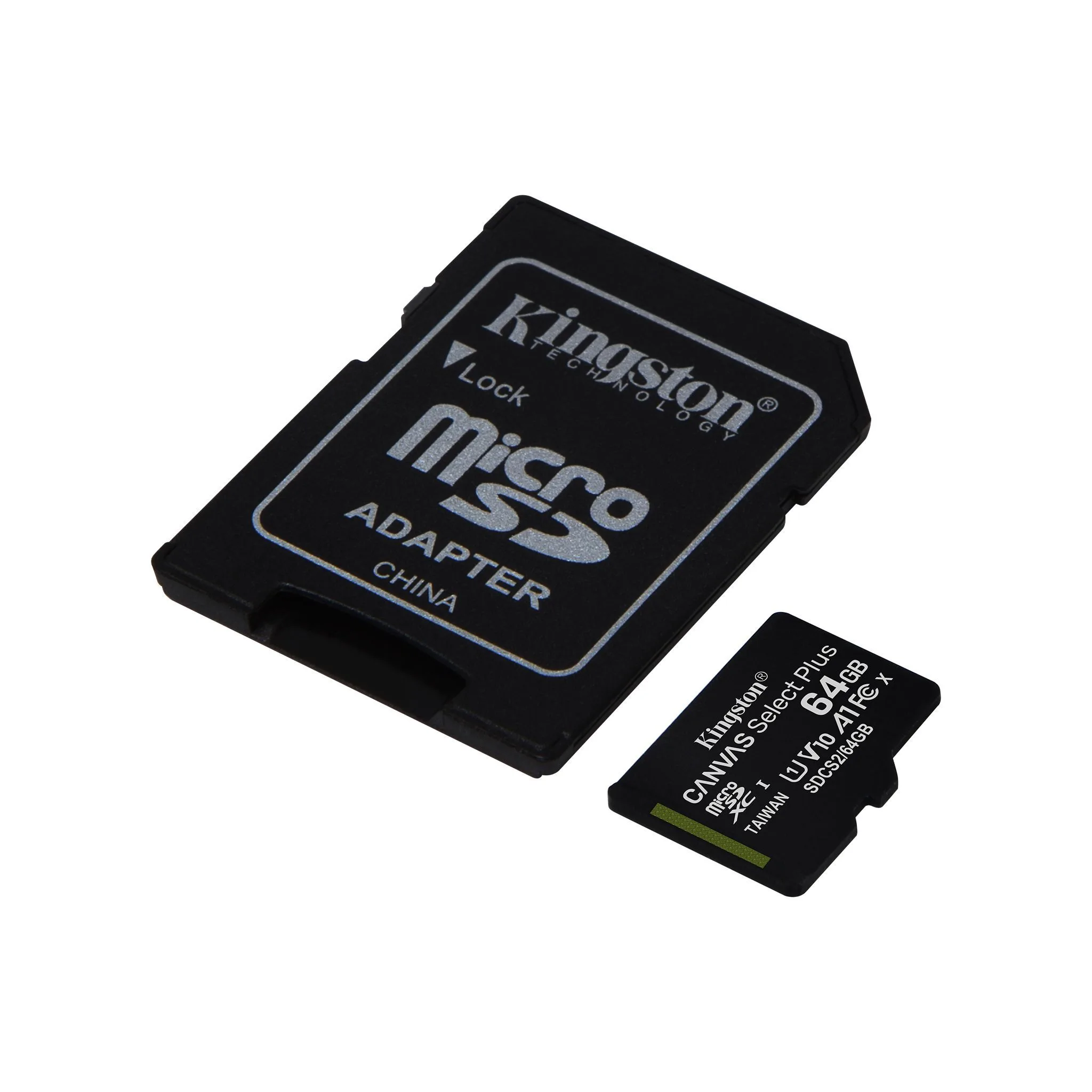 Kingston SDCS2/64GB Memory Card MicroSD Canvas Select Plus 100R A1 C10 + Adaptor