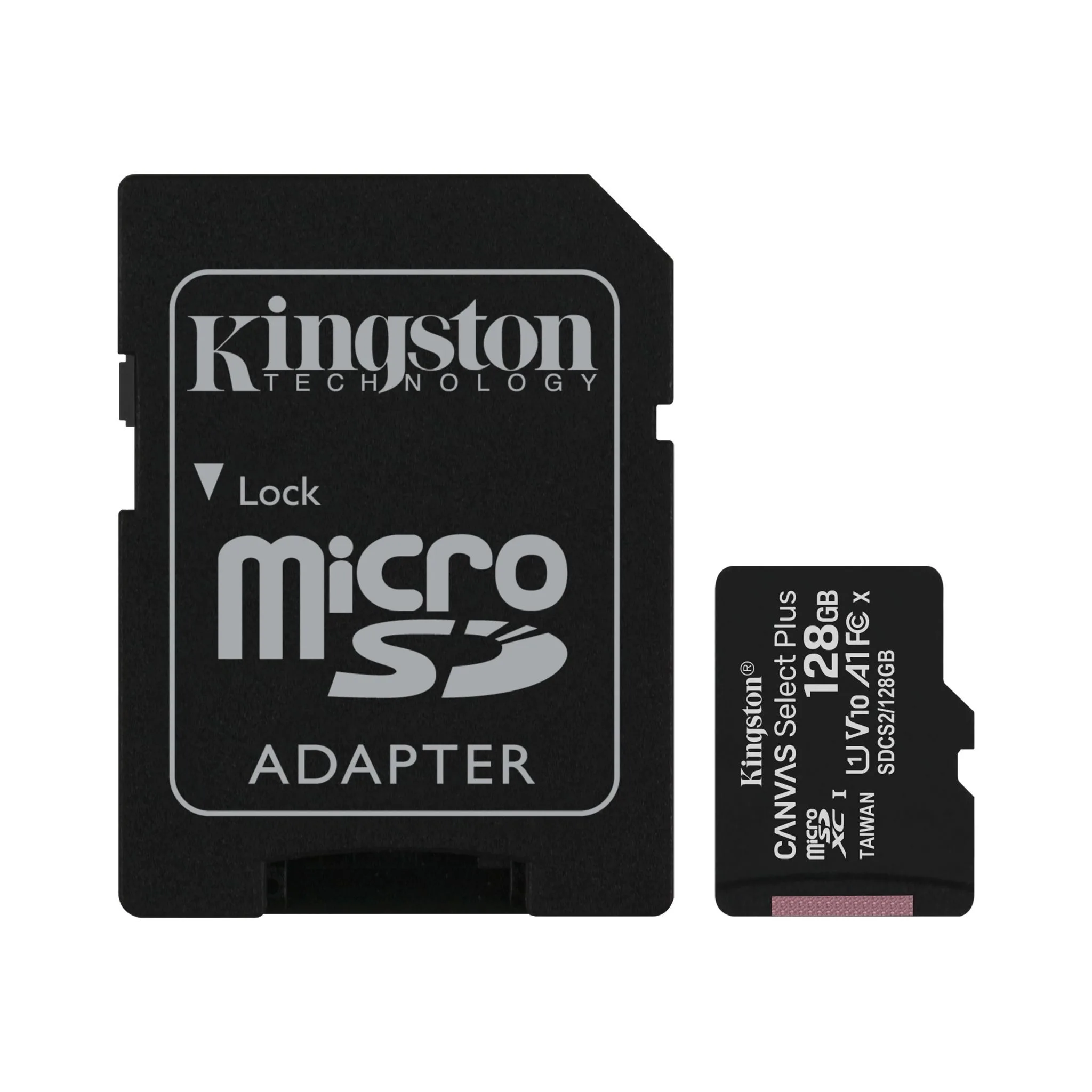 بطاقة ذاكرة MicroSD من Kingston Canvas Select Plus سعة 128GB فئة A1 C10 مع محوّل - SDCS2/128GB