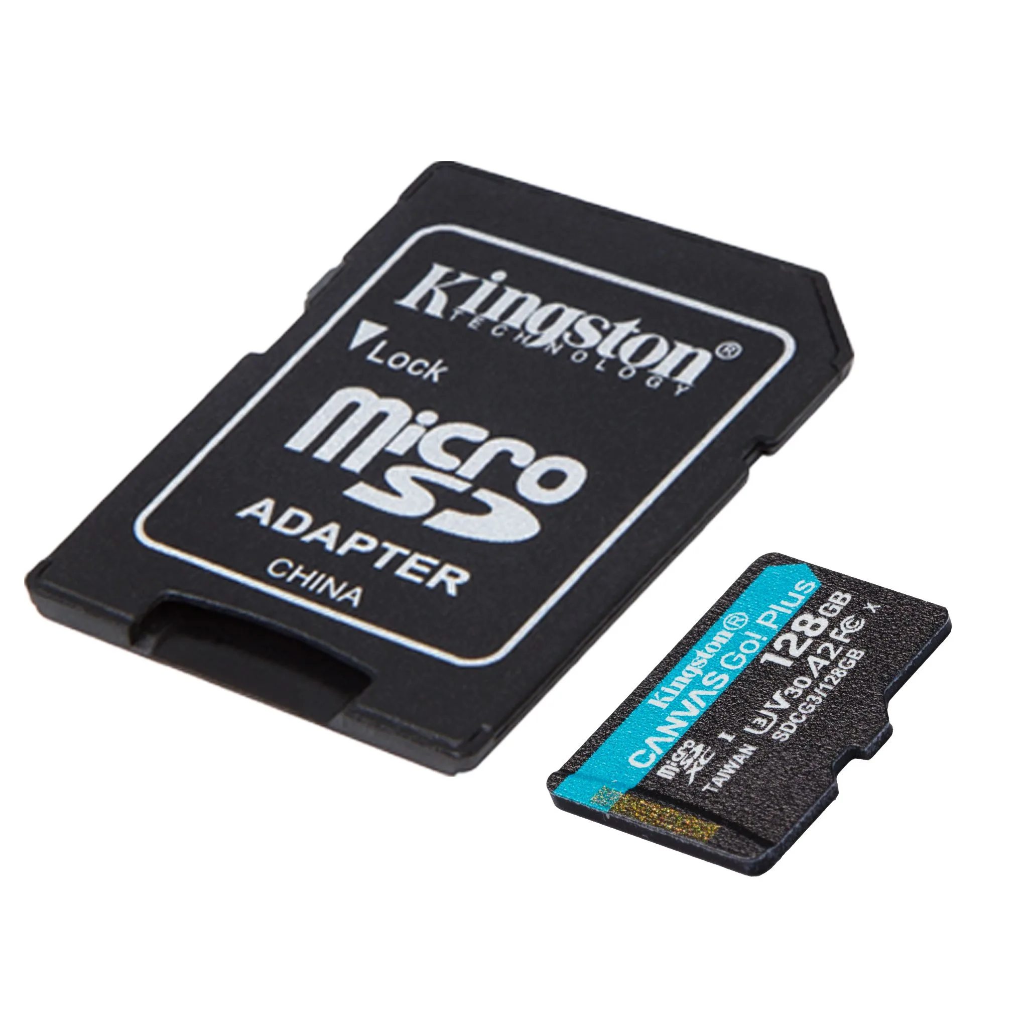 بطاقة ذاكرة MicroSDXC من Kingston Canvas Go Plus سعة 128GB بسرعة 170 ميجابايت/ث UHS-I A2 U3 V30 مع محوّل