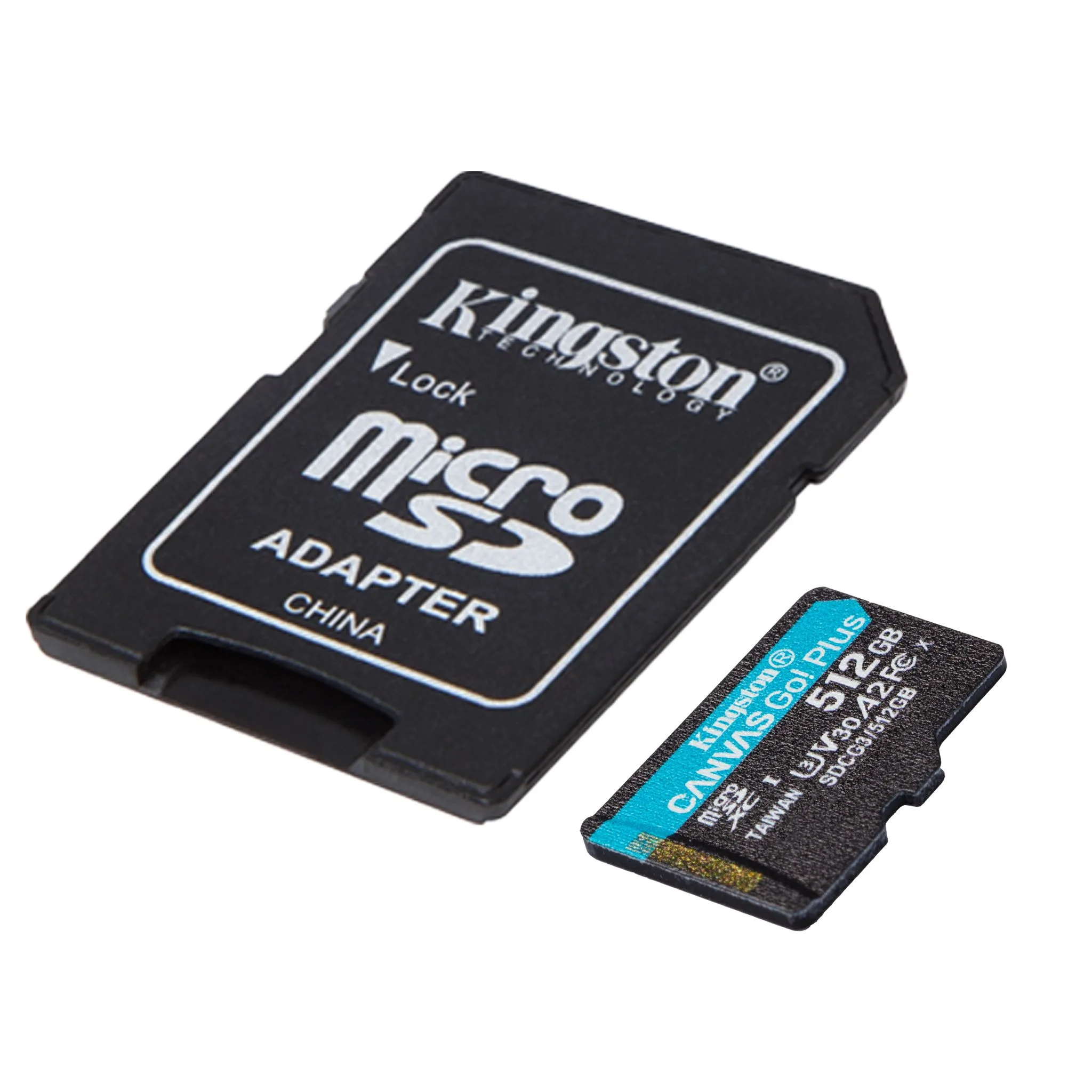 بطاقة ذاكرة MicroSDXC من Kingston Canvas Go Plus سعة 512GB بسرعة 170 ميجابايت/ث UHS-I A2 U3 V30 مع محوّل