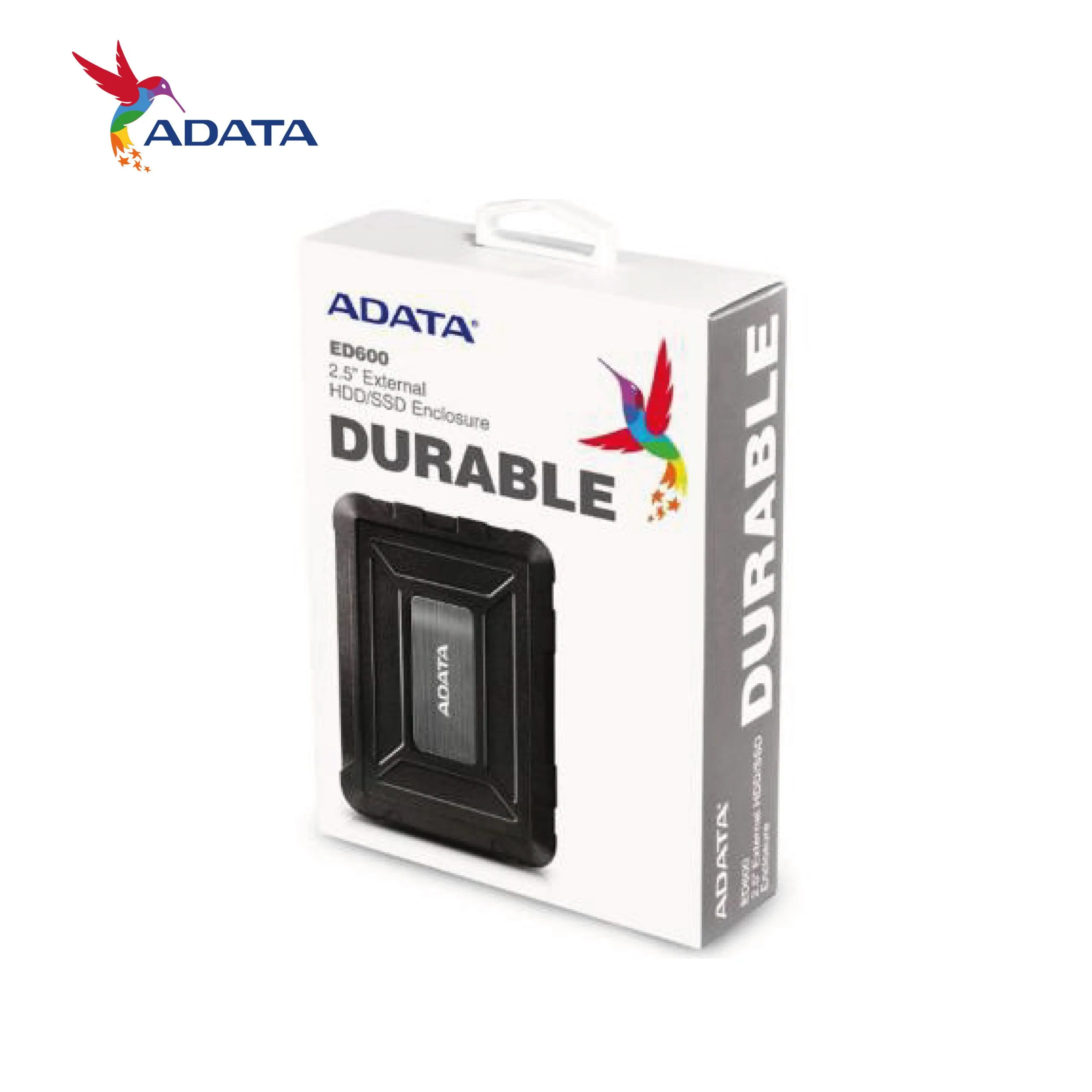 علبة هارد/SSD خارجية ADATA ED600 مقاس 2.5 بوصة بدون أدوات مقاومة للماء والغبار والصدمات IP54 بمنفذ USB 3.1