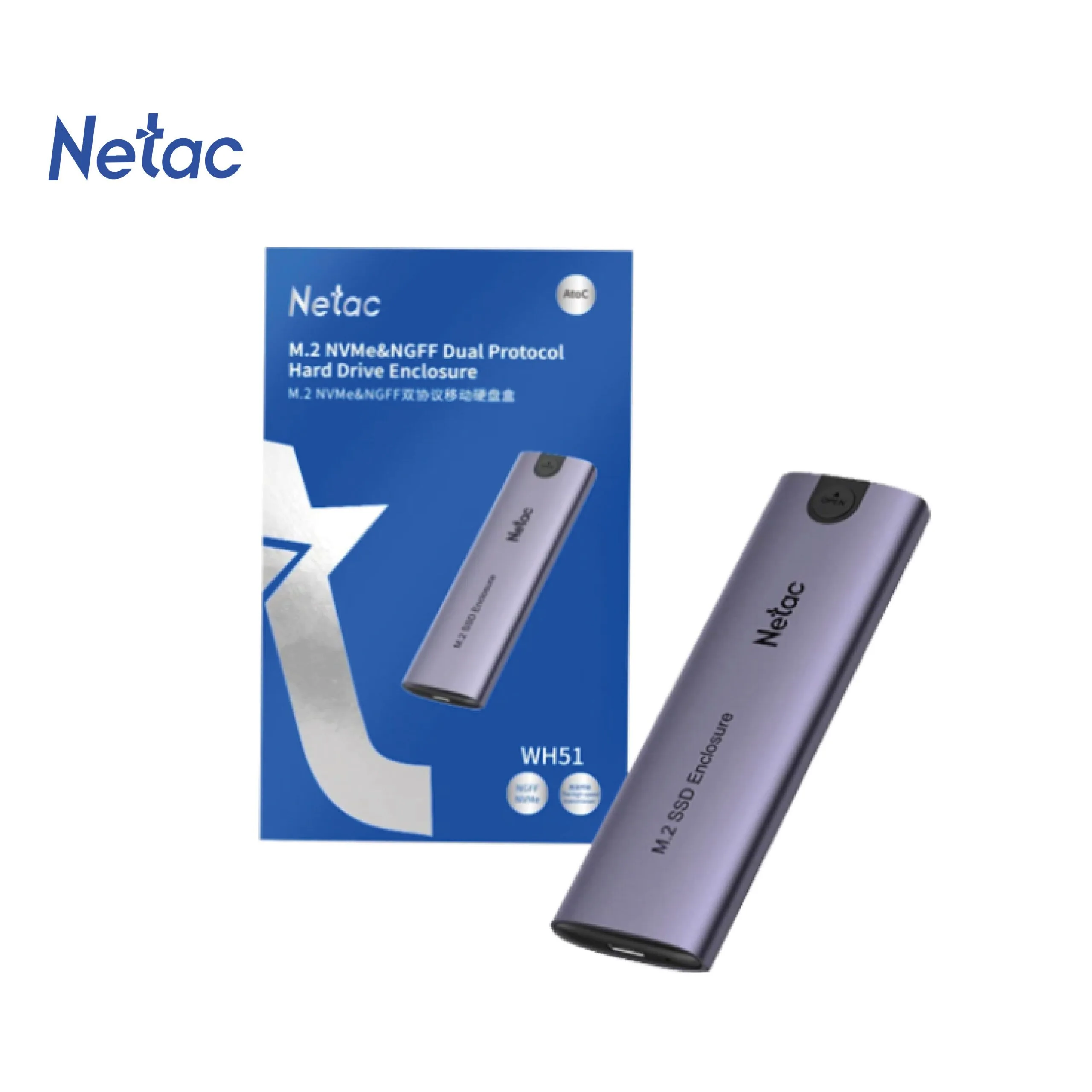علبة SSD خارجية NETAC من الألمنيوم لأقراص NVMe بمنفذ USB 3.1 Gen 2 بسرعة 10Gbps مع الكوابل