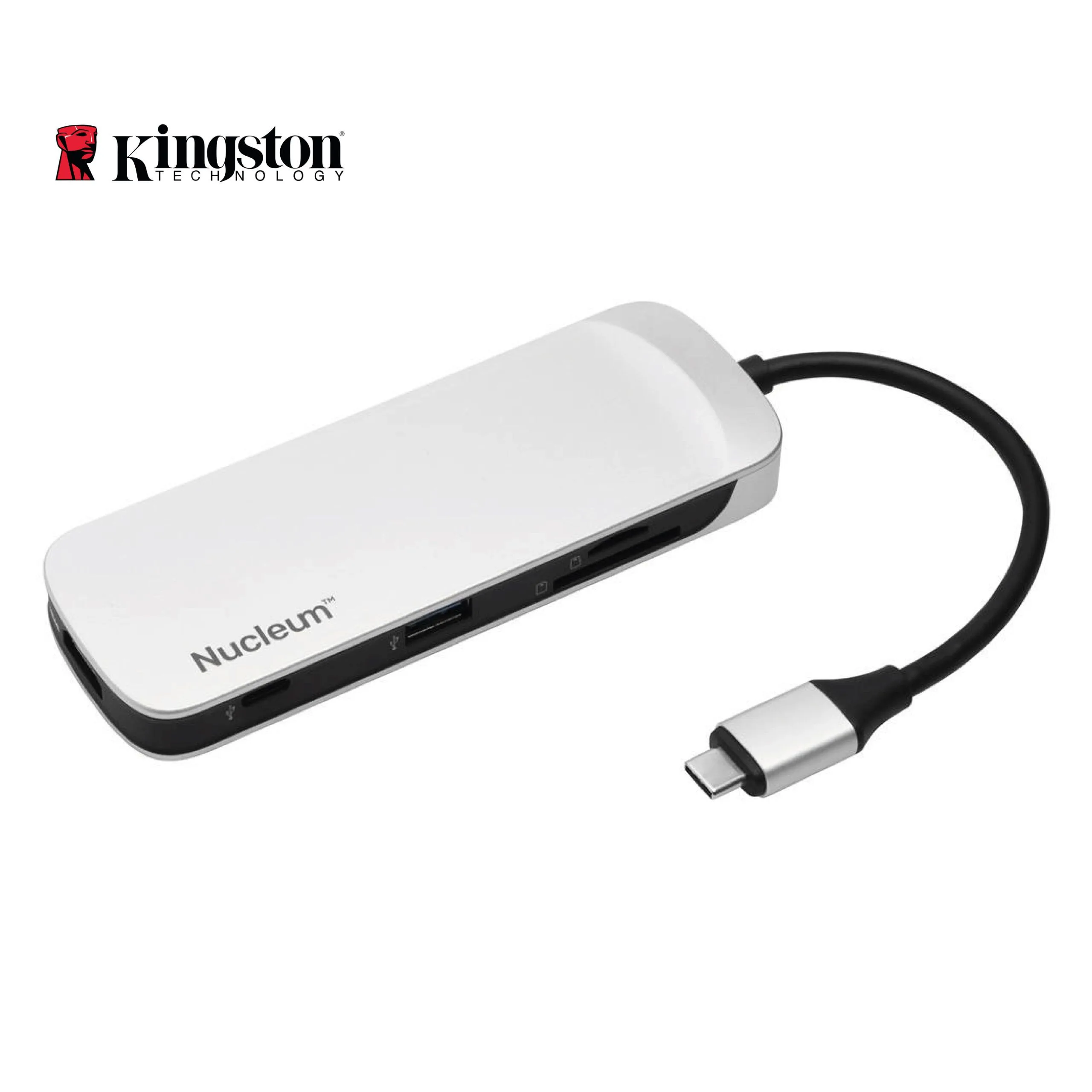 موزّع USB-C من Kingston Nucleum بمخرج HDMI ومنافذ USB-A وType-C وقارئ بطاقات SD وMicroSD
