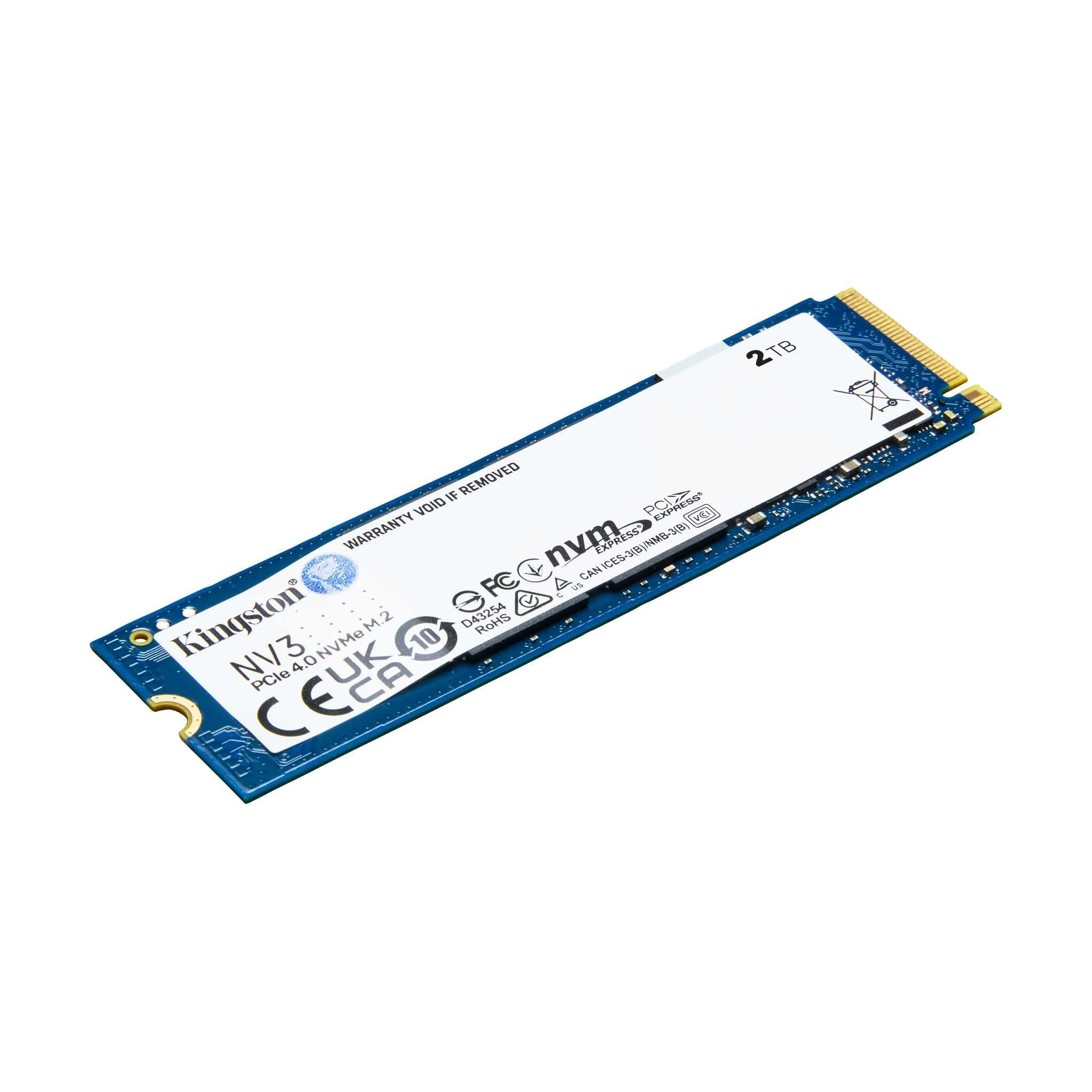 قرص SSD داخلي Kingston NV3 سعة 2TB نوع M.2 2280 NVMe PCIe 4.0 Gen 4x4 بسرعة حتى 6000 ميجابايت/ث
