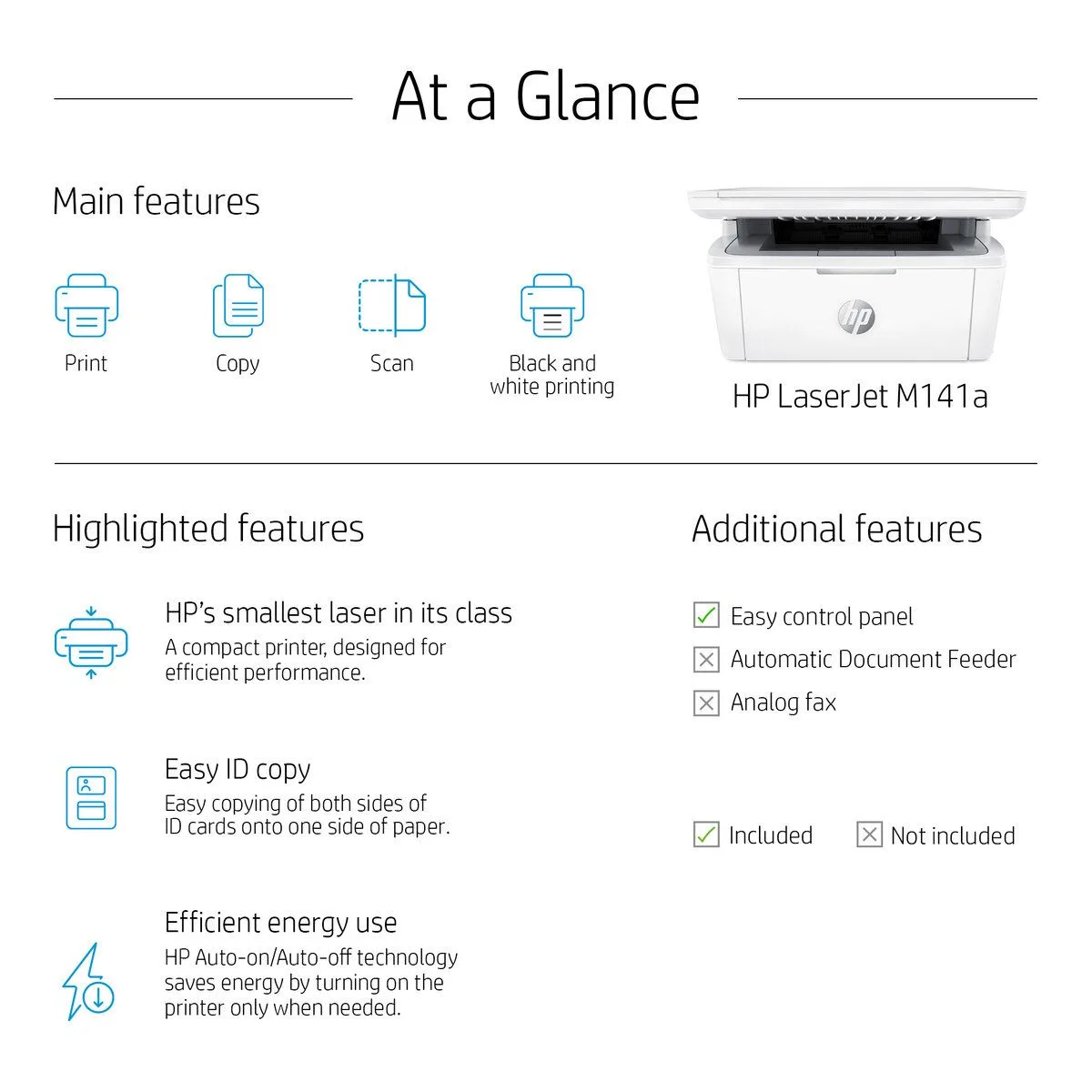 طابعة ليزر HP LaserJet MFP 141a متعددة الوظائف 3 في 1 - أبيض وأسود - 7MD73A