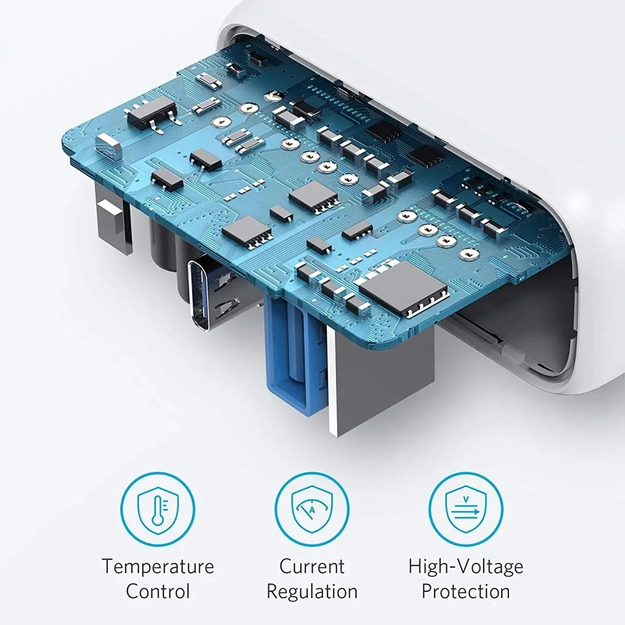 شاحن Anker PowerPort PD+2 بمنفذي USB-C وUSB-A - قدرة 35 واط