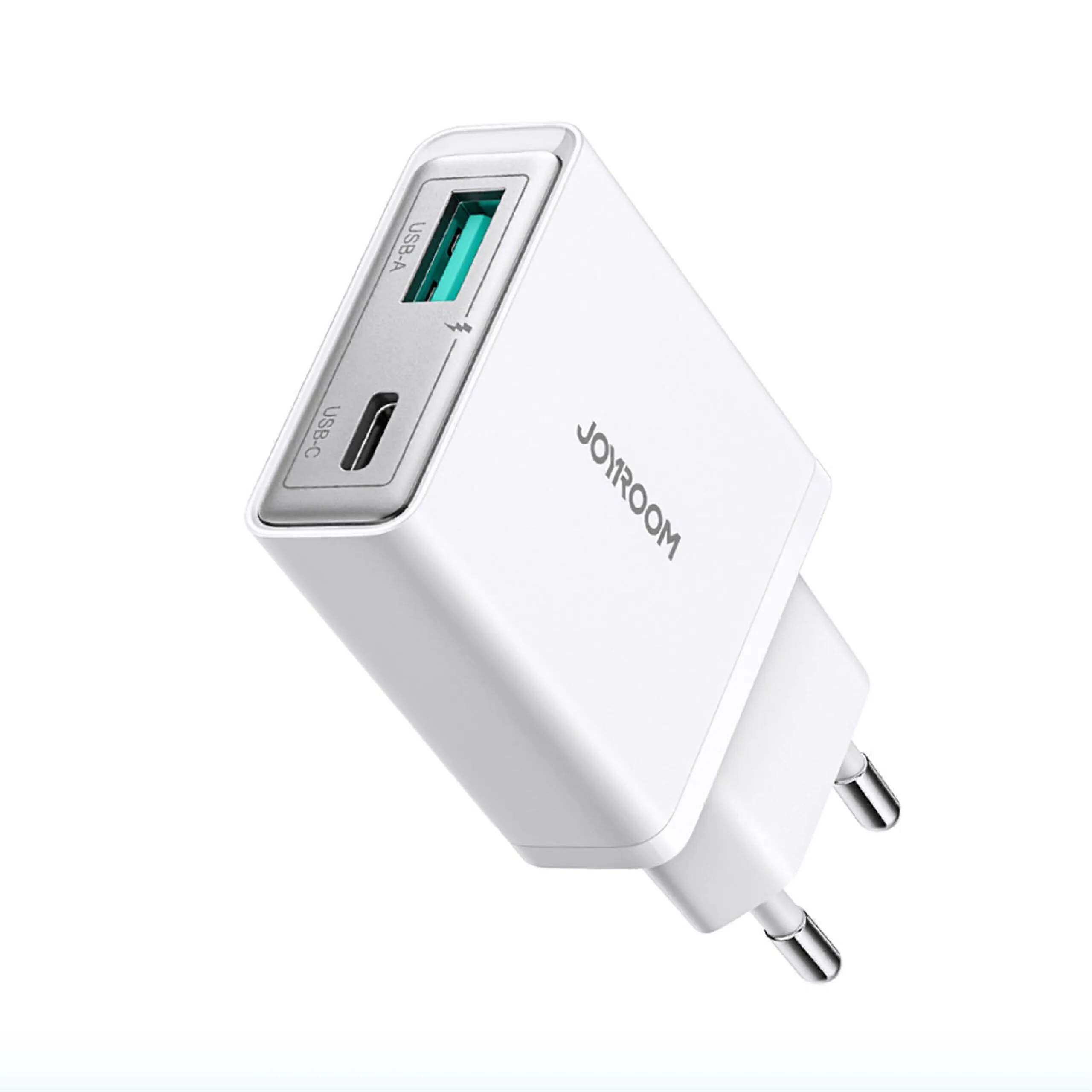 شاحن Joyroom نحيف جداً بمنفذي USB-C وUSB-A - قدرة 20 واط
