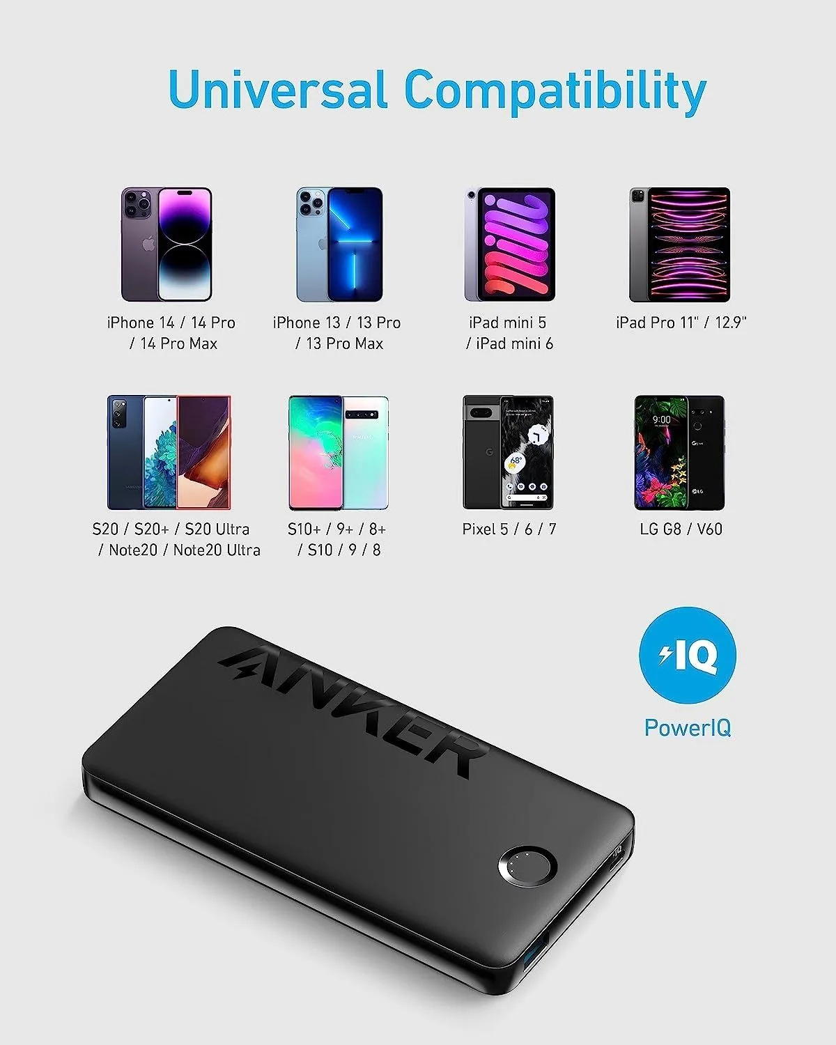 باور بانك Anker 323 بمنفذ USB-C (PowerCore PIQ) سعة 10000 مللي أمبير
