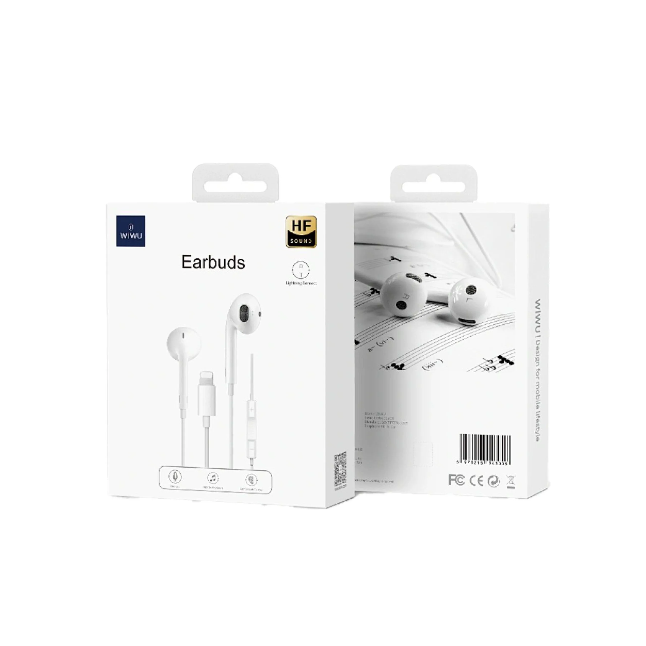 Wiwu Lightning Half-in-Ear Wired Headphone - White