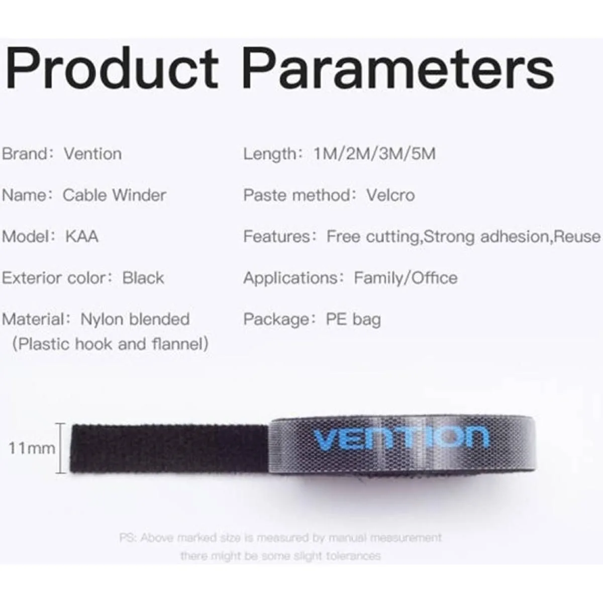 Vention Cable Management Tie 5M Black - KAABJ