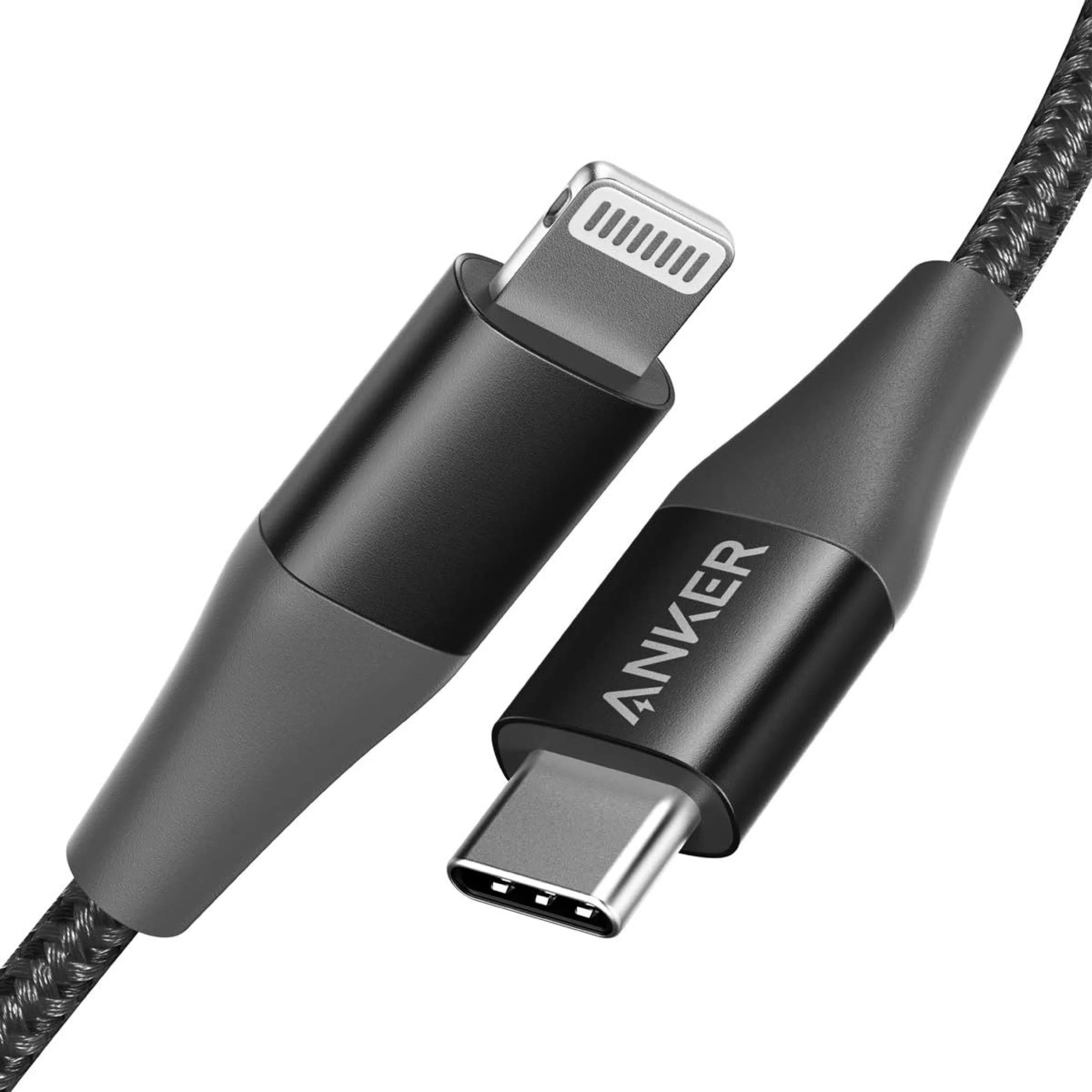 كابل Anker PowerLine+ II من USB-C إلى Lightning مجدول بالنايلون للشحن السريع - 0.9 متر