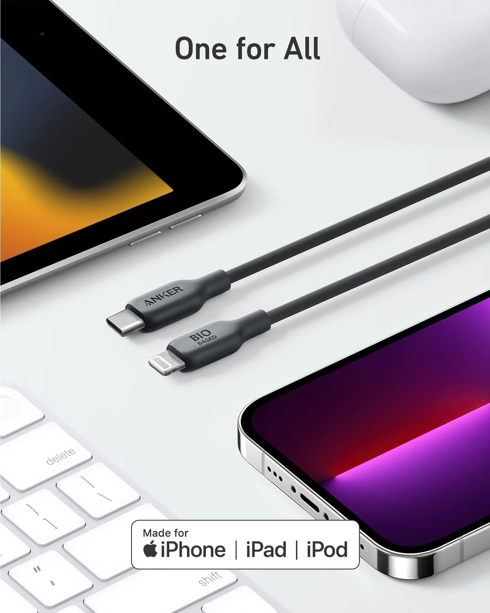 كابل Anker 542 من USB-C إلى Lightning من مواد حيوية - 0.9 متر