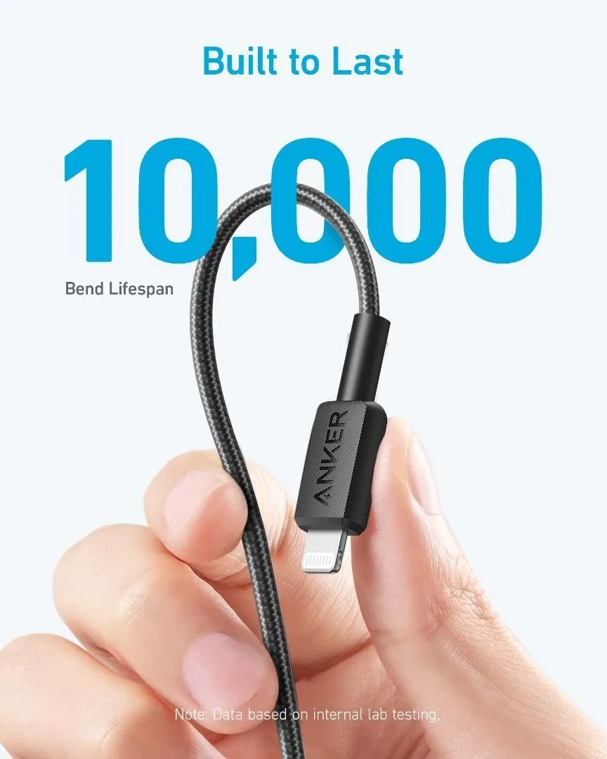 كابل Anker 322 من USB-C إلى Lightning مجدول - 0.9 متر