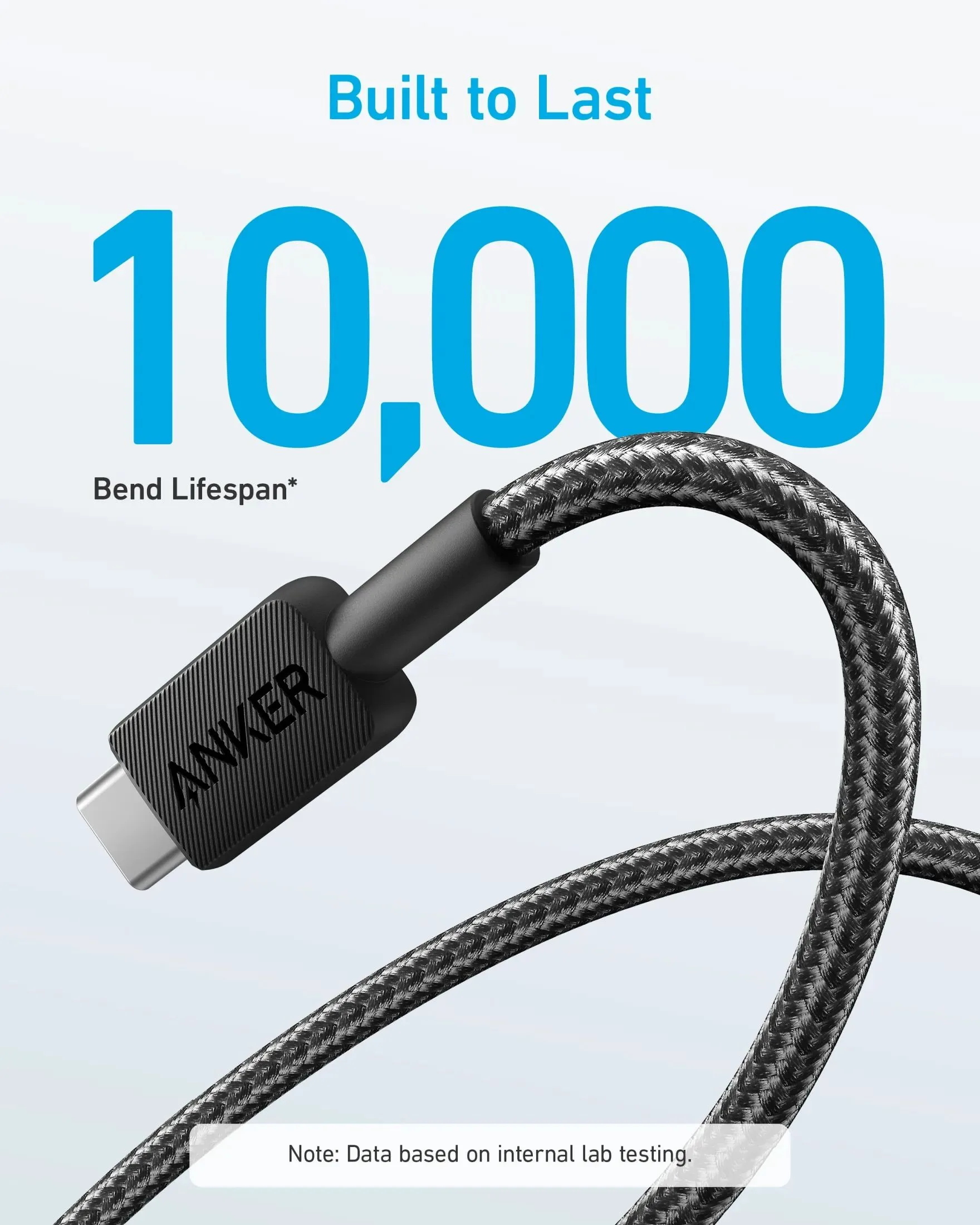 كابل Anker من USB-A إلى USB-C مجدول متين للشحن السريع - 1.8 متر