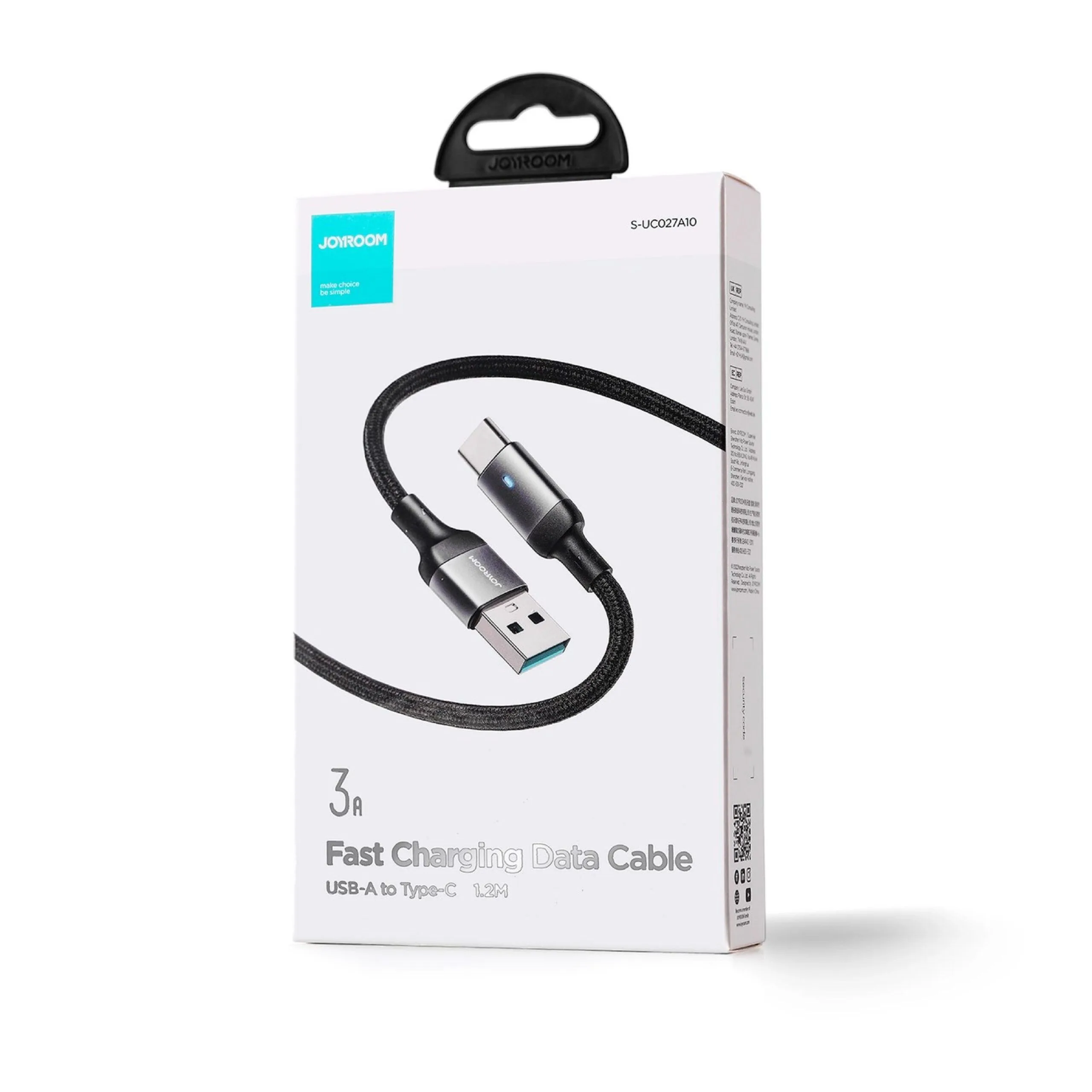 كابل Joyroom من USB-A إلى Type-C مجدول بالنايلون للشحن السريع - 3 أمبير