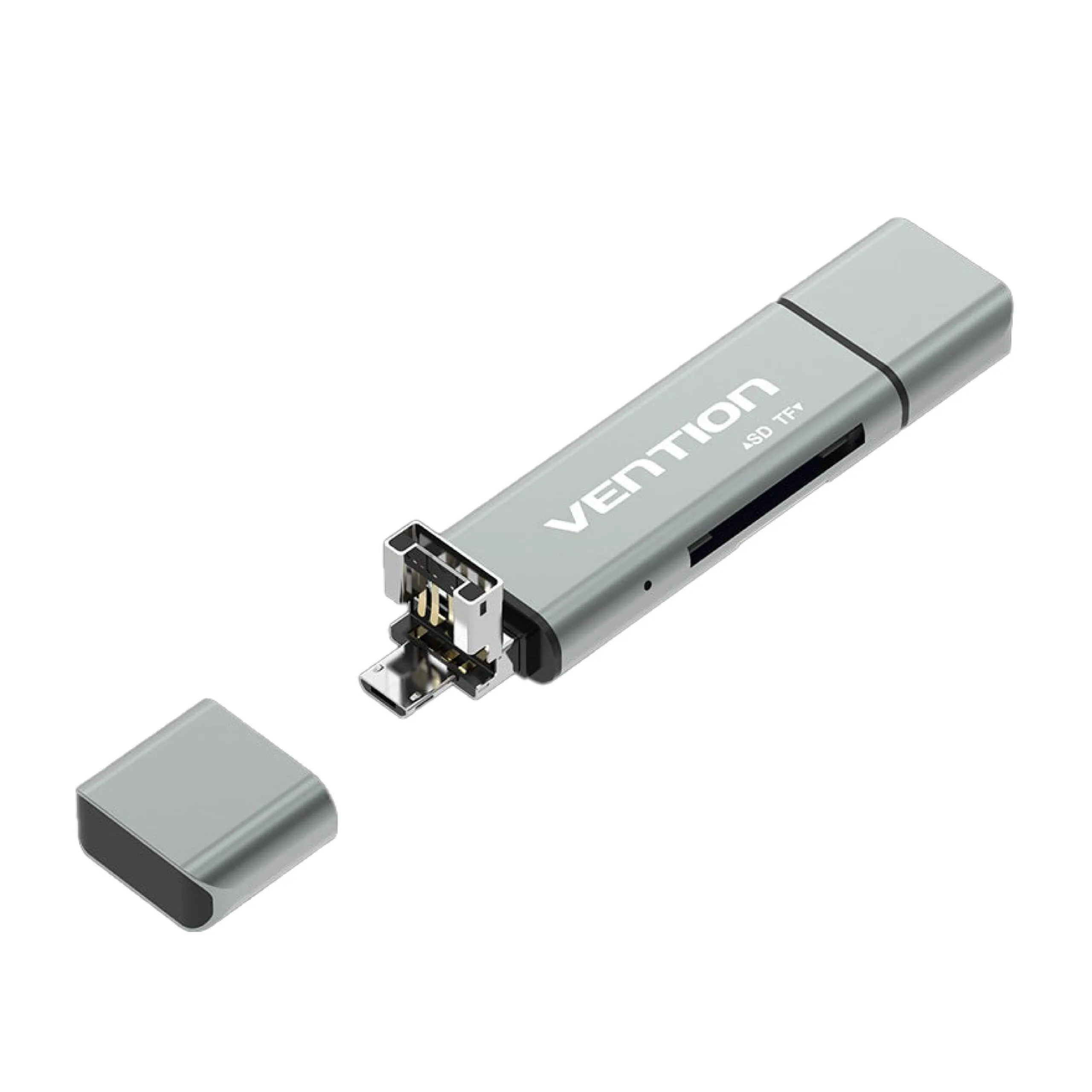 قارئ بطاقات معدني Vention بمنافذ USB-C وUSB-A وMicro USB - CCJH0