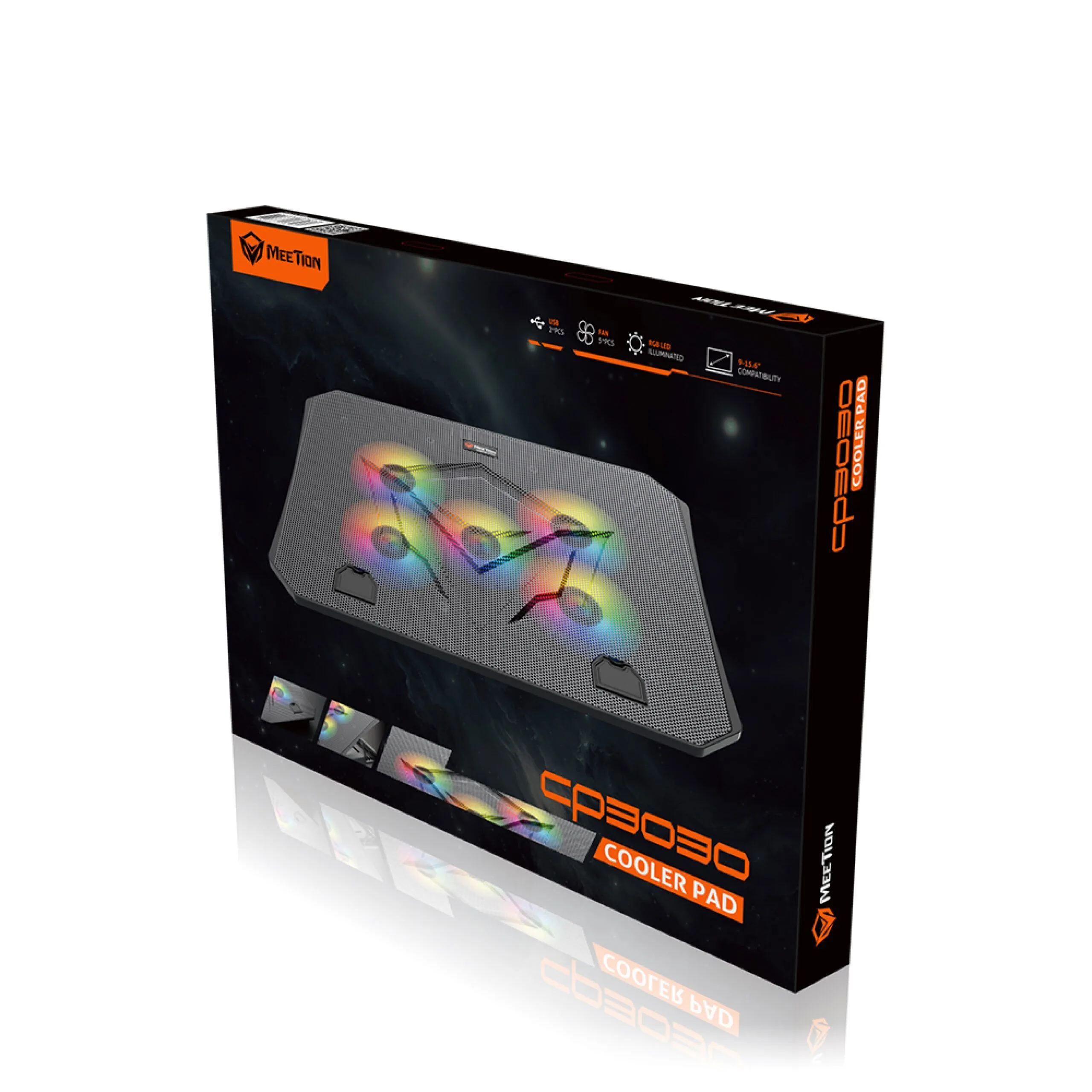 مبرد لابتوب للألعاب Meetion بخمس مراوح وإضاءة RGB