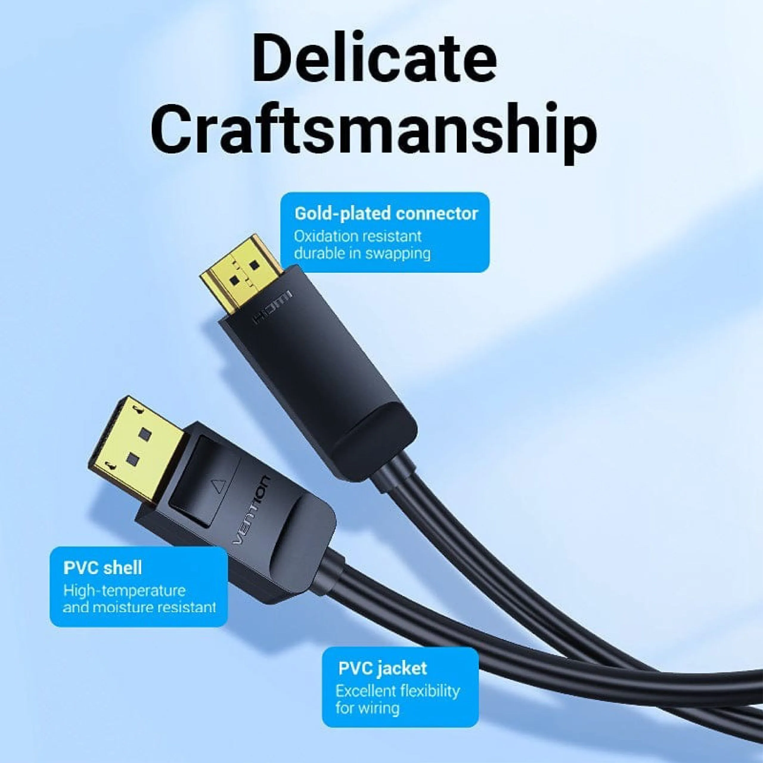 كابل Vention من DisplayPort إلى HDMI بدقة 4K بطول 3 أمتار - HAGBI