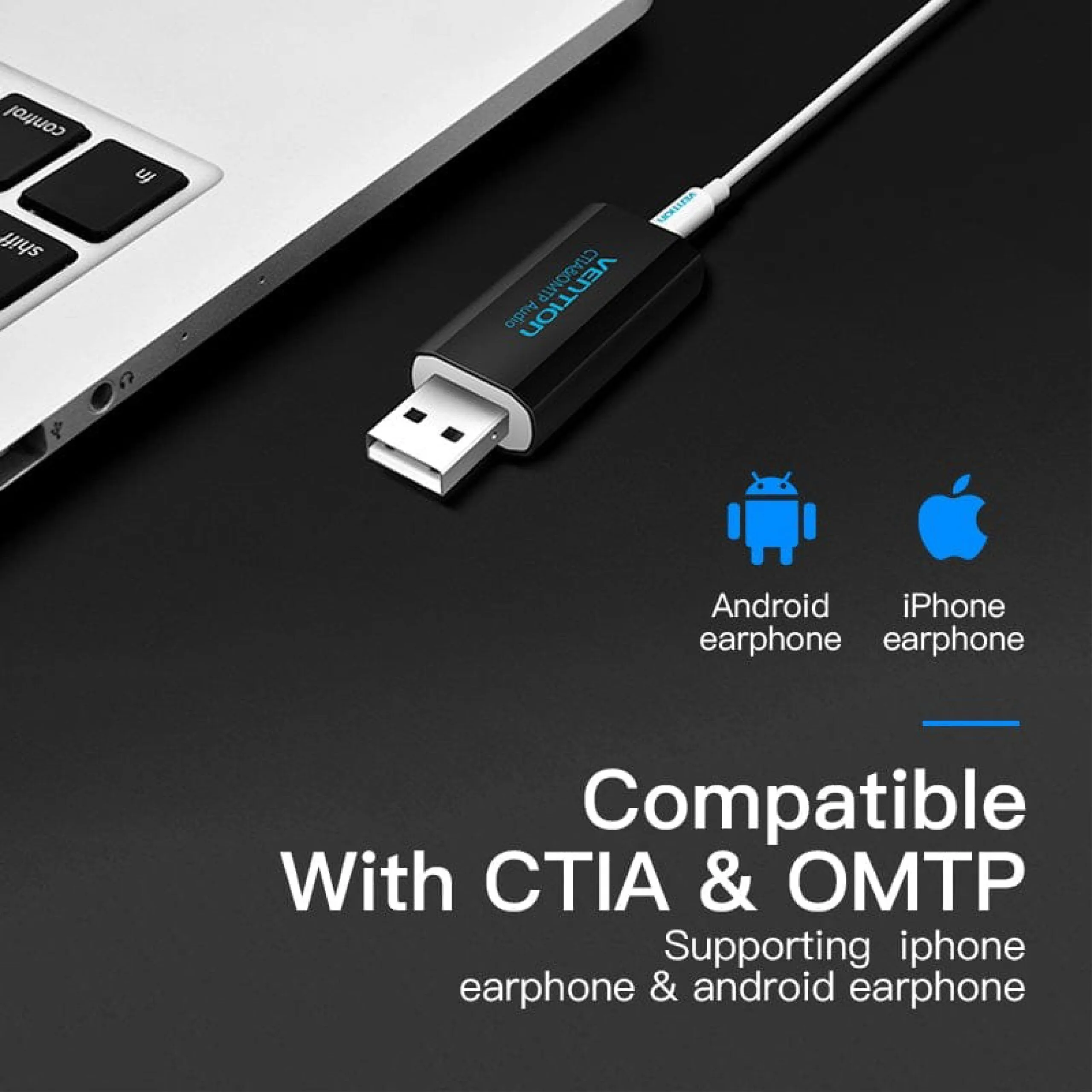 Vention USB External Sound Card Black Metal Type - VAB-S16-B