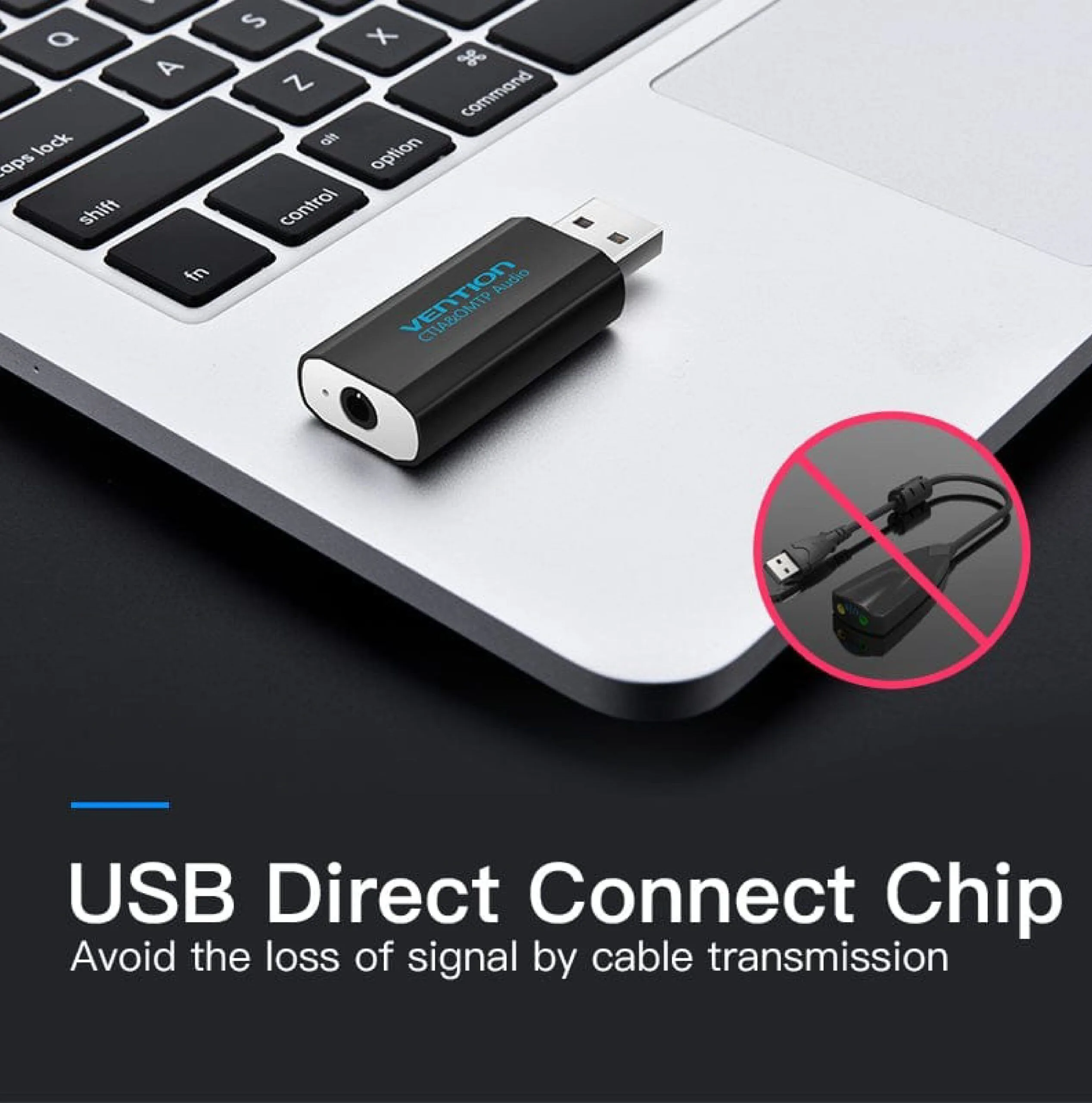Vention USB External Sound Card Black Metal Type - VAB-S16-B