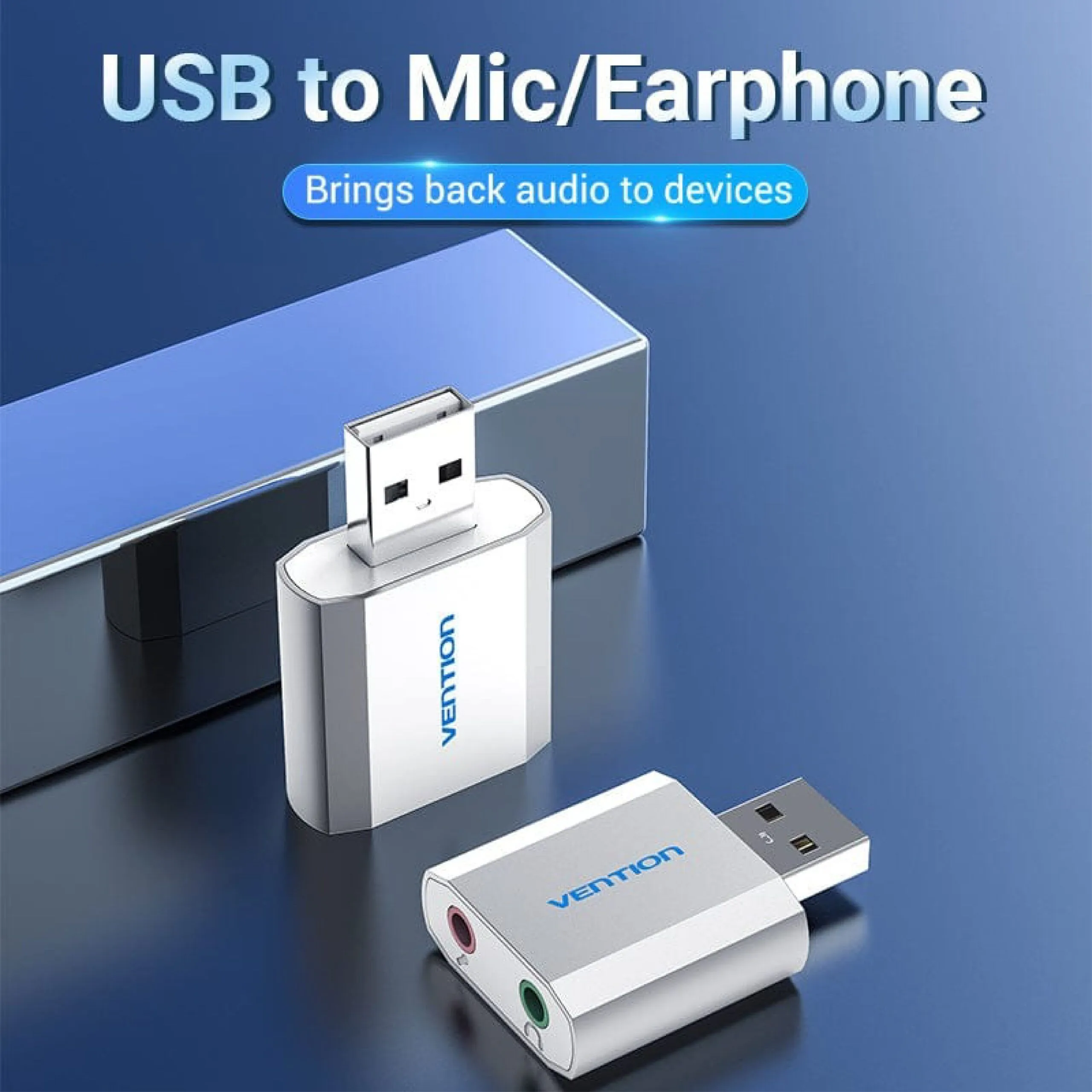 Vention USB External Sound Card Silvery Metal Type - VAB-S13