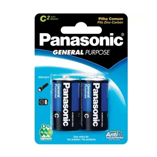 Panasonic C2 Batteries 1.5V Zinc Carbon / 2-Packs