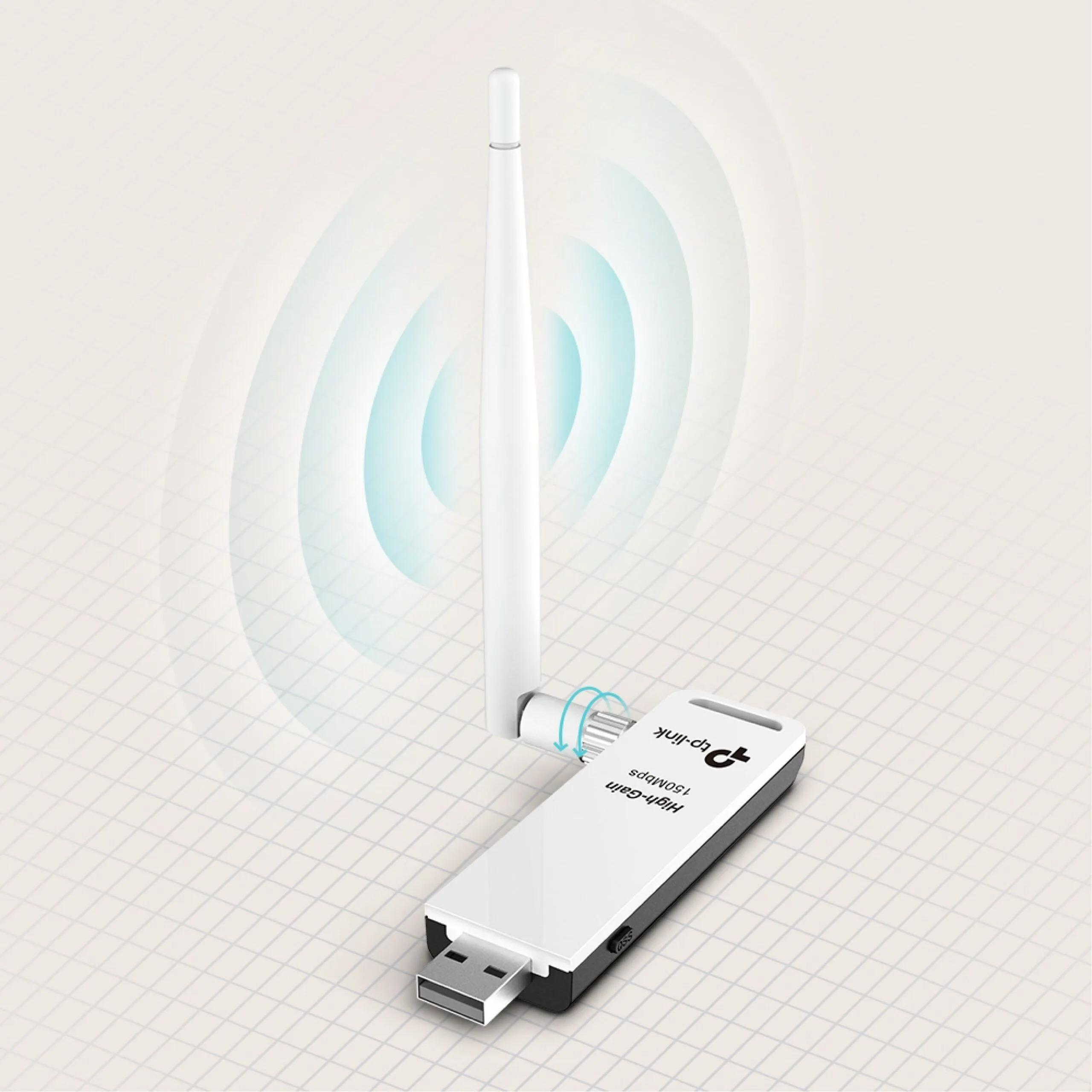 محوّل USB لاسلكي TP-Link TL-WN722N بهوائي عالي الكسب بسرعة 150 ميجابت/ث