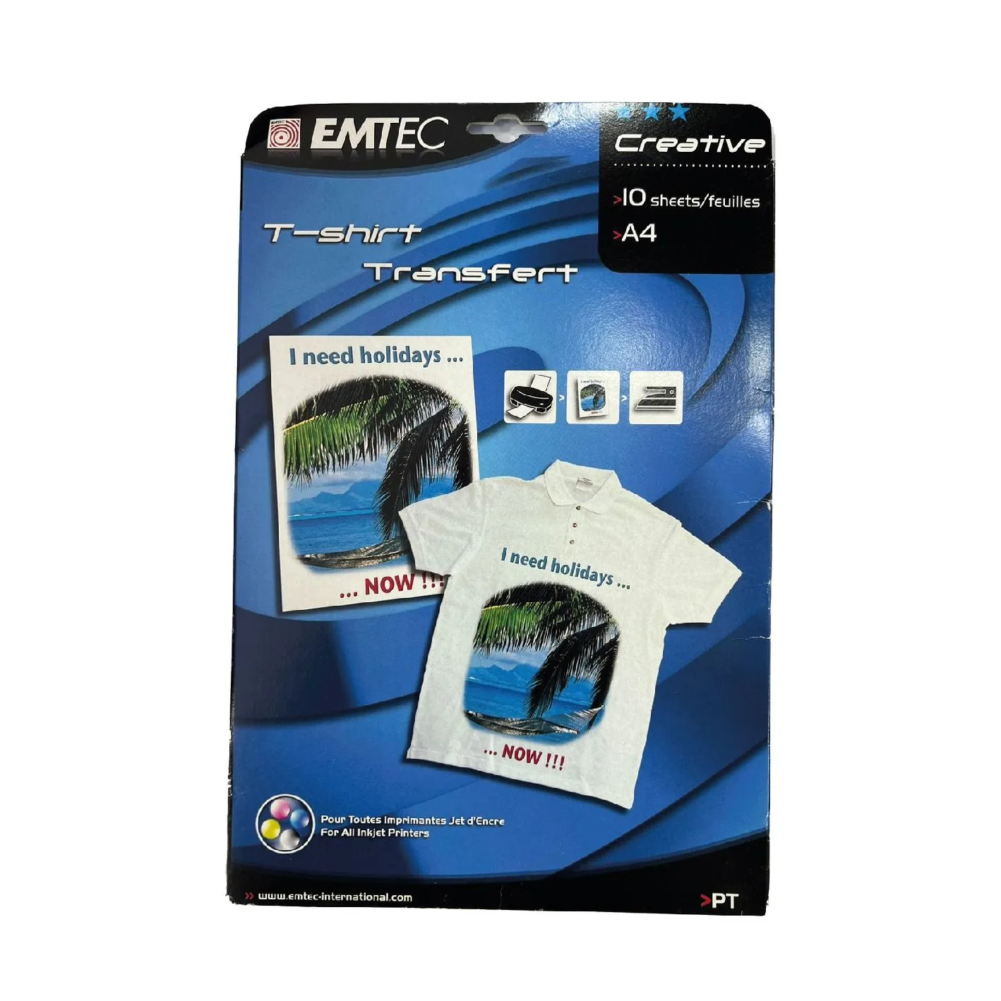 T-Shirt Transfer A4 Paper IRON-ON 10-Sheet Creative EMTEC