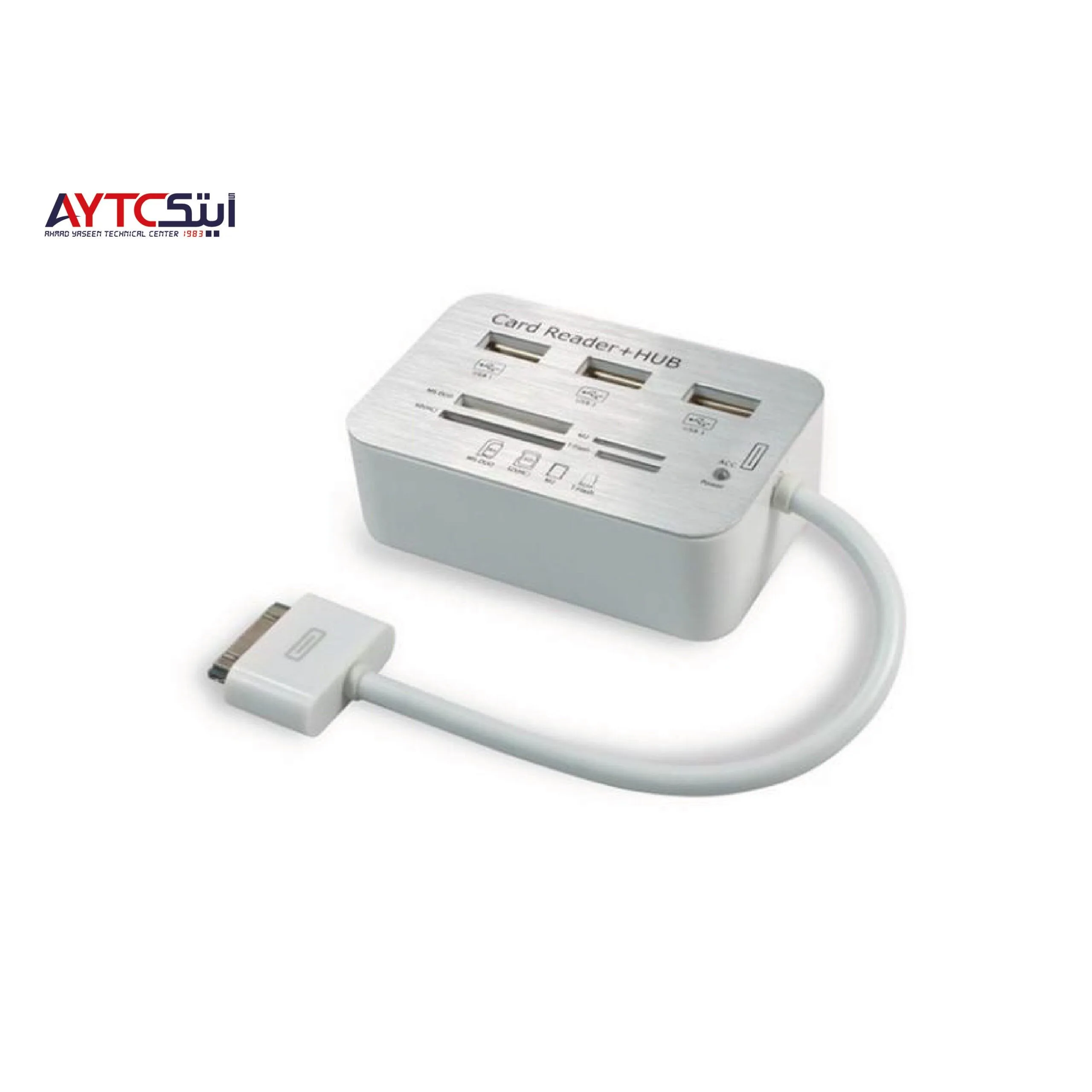موزّع Apple 30 دبوس بثلاثة منافذ USB مع قارئ بطاقات لأجهزة iPad وiPhone وiPod