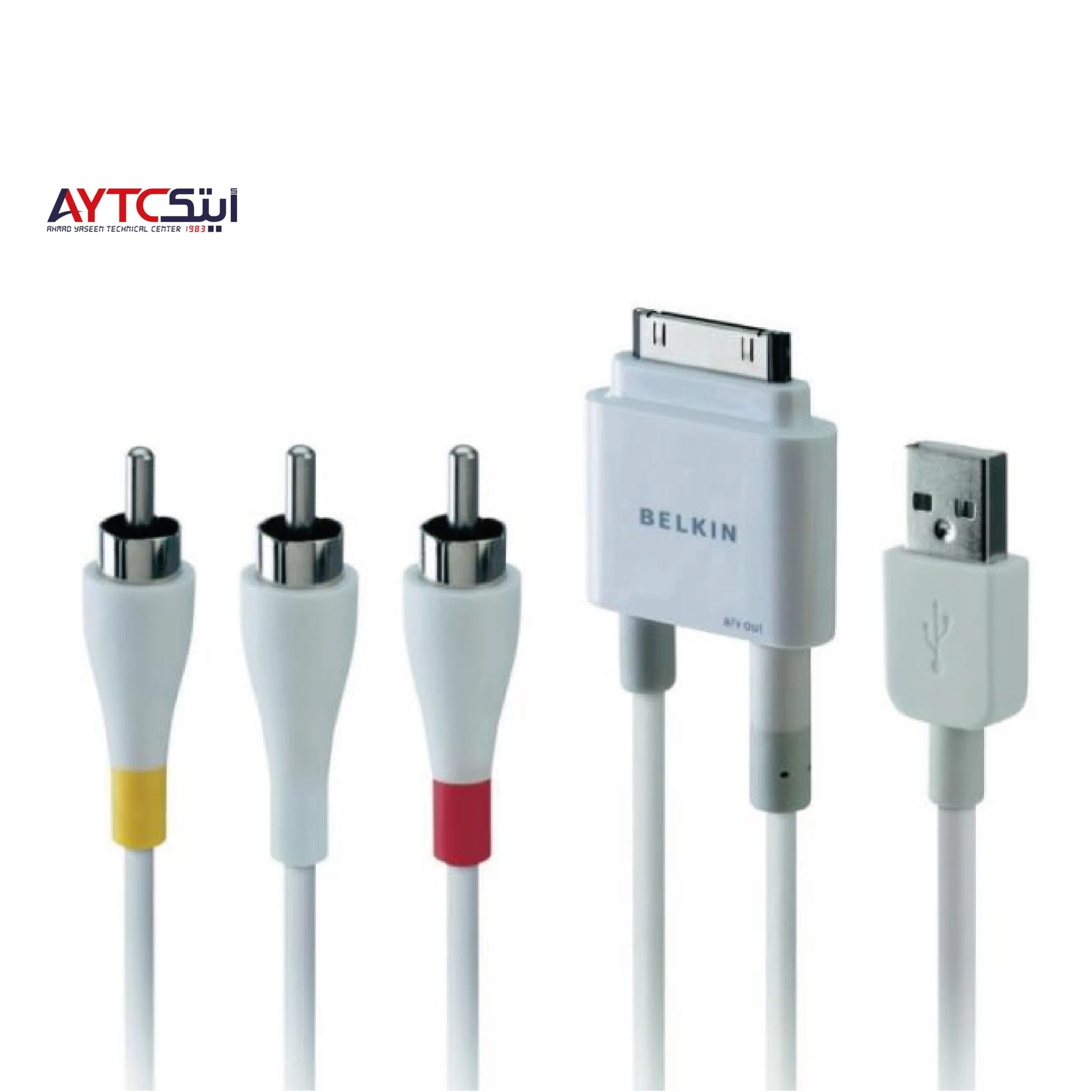 كابل فيديو Belkin من Apple 30 دبوس إلى AV-TV (3RCA/AUX) لأجهزة iPad وiPhone وiPod