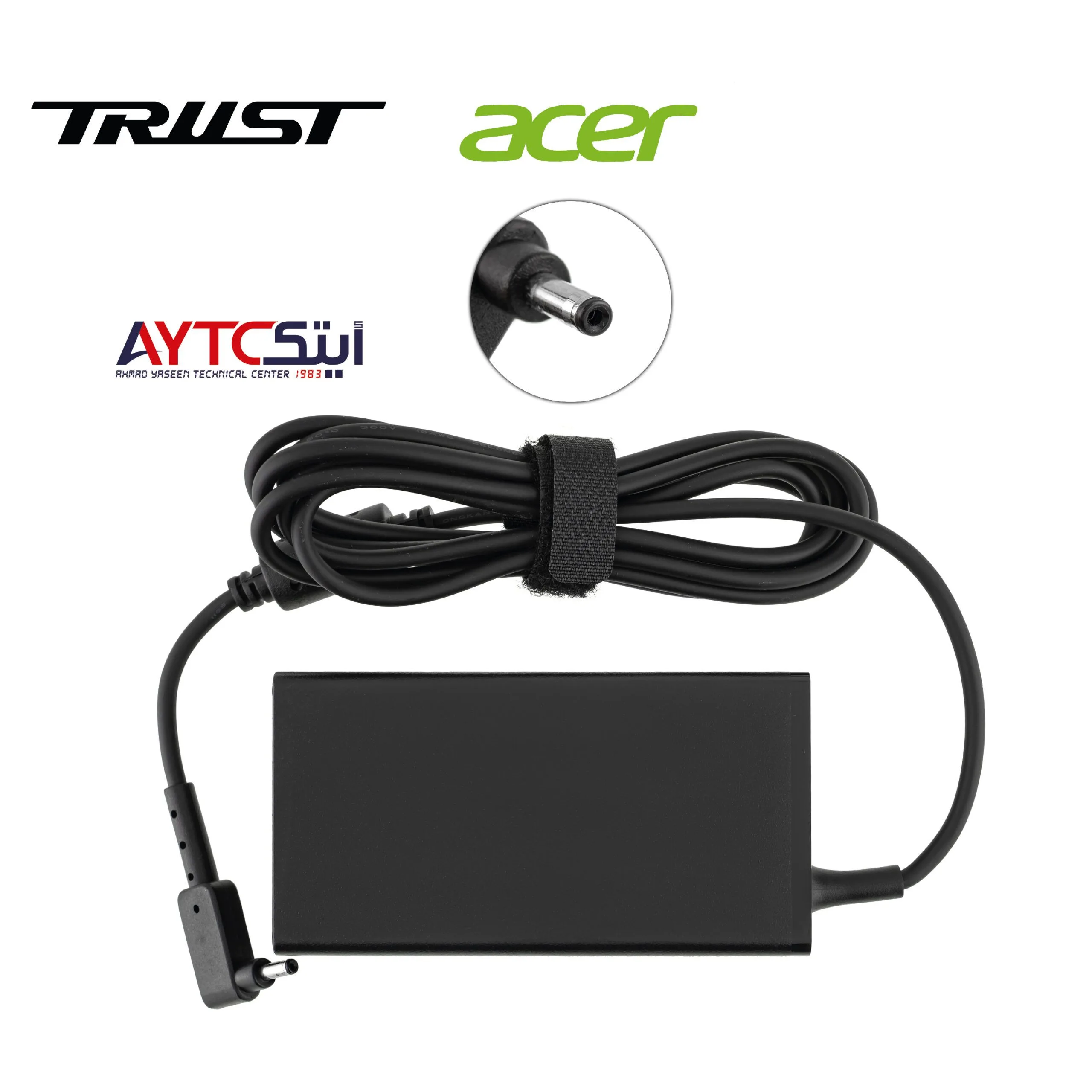 شاحن لابتوب متوافق A+ Trust لأجهزة ACER قدرة 65 واط 19 فولت - 3.42 أمبير / رأس رفيع
