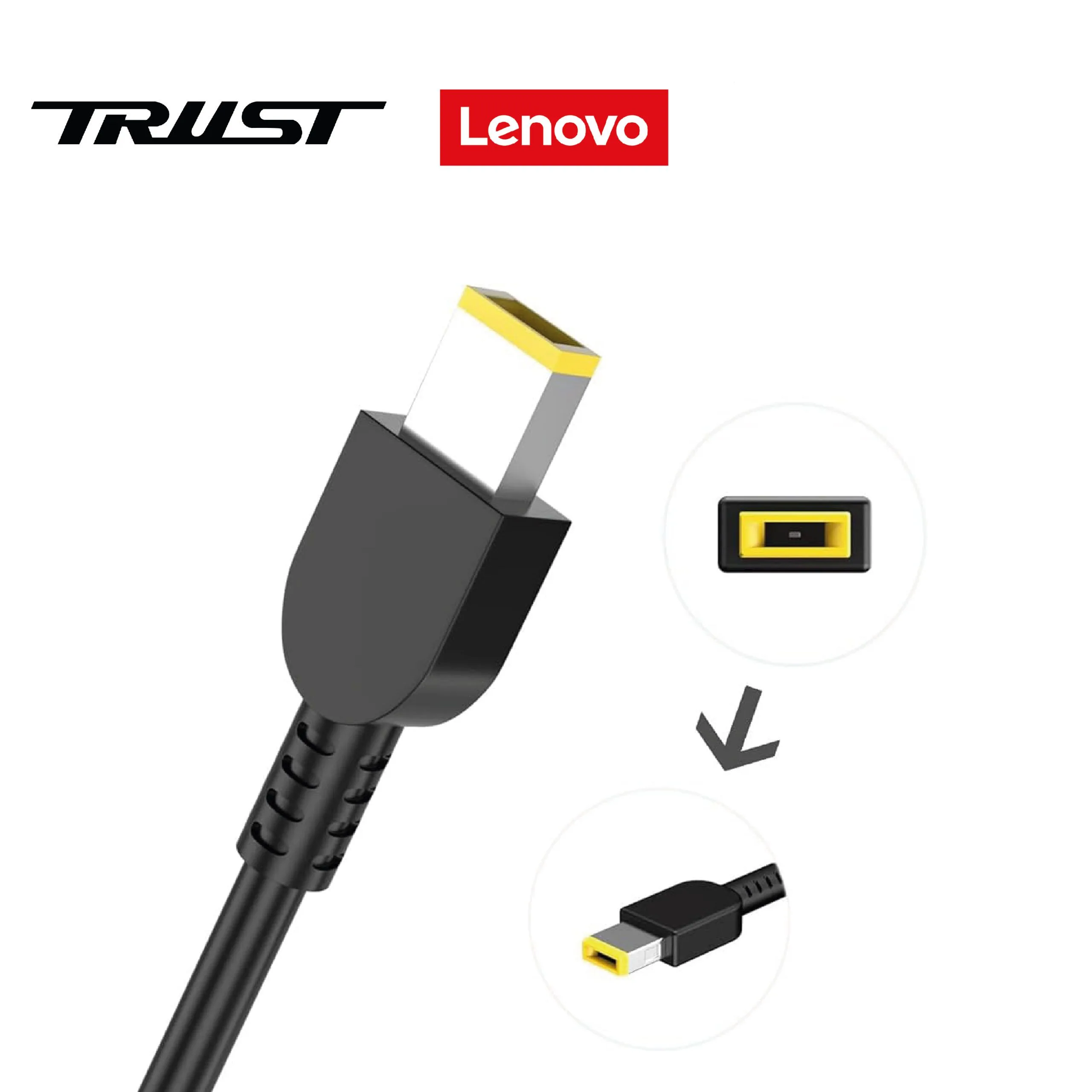 شاحن لابتوب متوافق A+ Trust لأجهزة Lenovo قدرة 90 واط 20 فولت - 3.25/4.5 أمبير / رأس USB أصفر